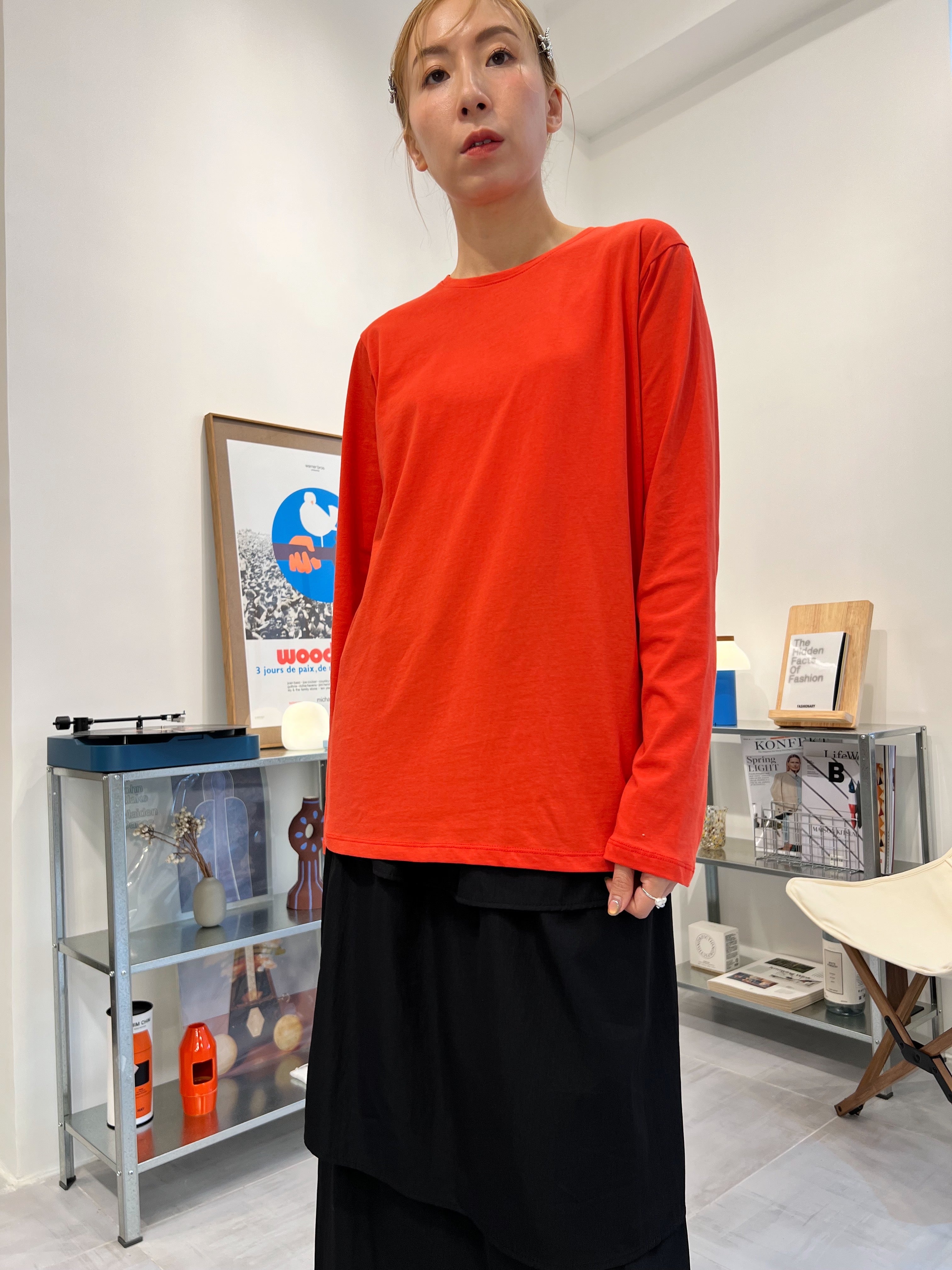 長身T-shirt/橙紅