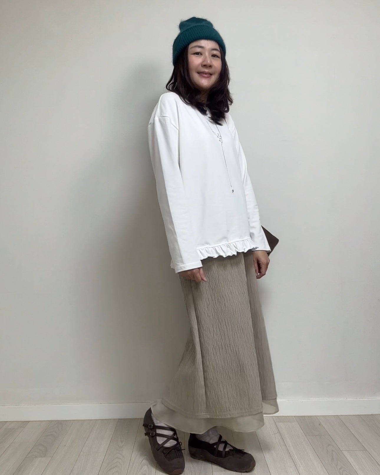 衫腳Ruffle長T-shirt/白