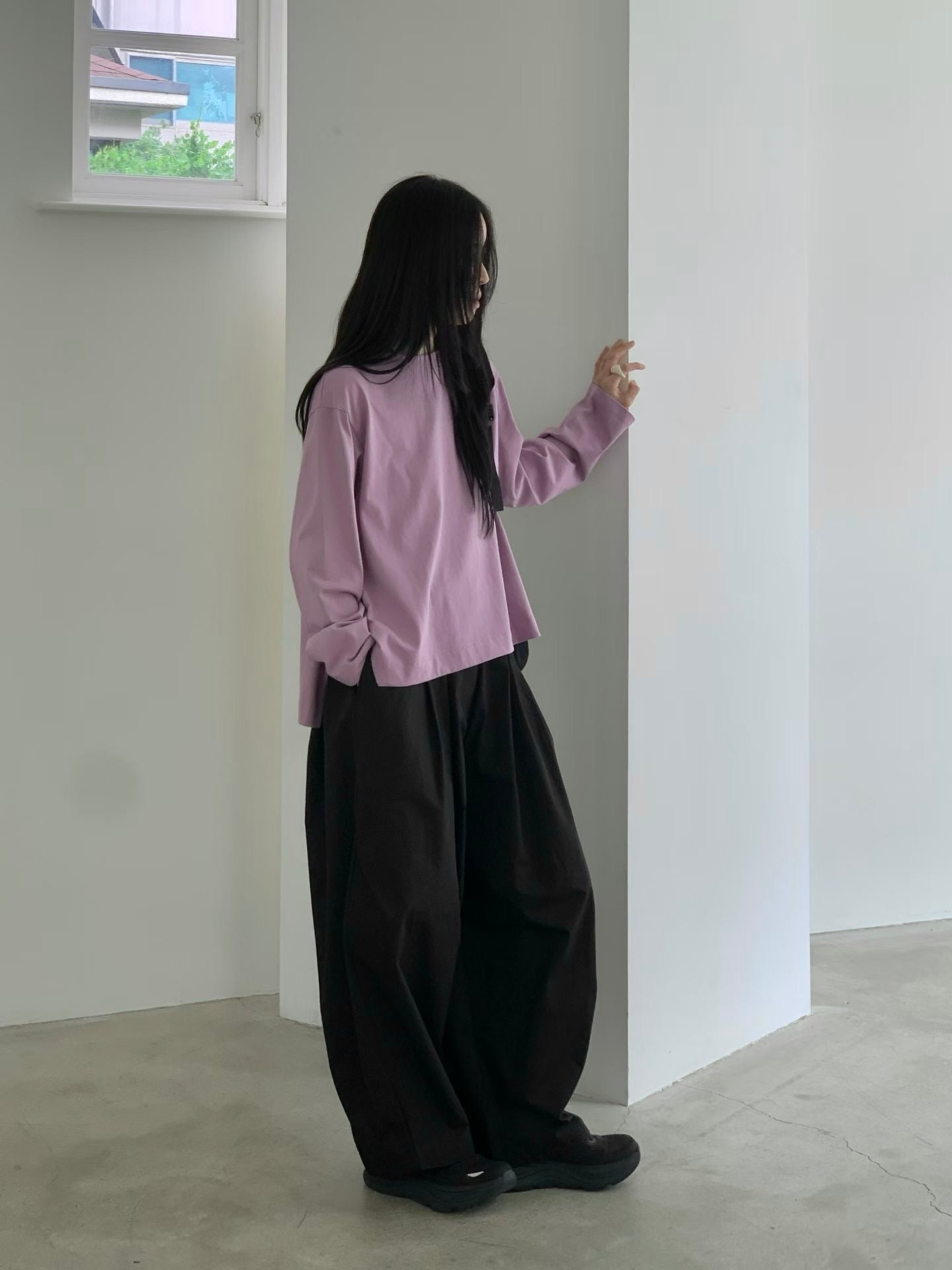 衫腳梯型T-shirt/粉紫