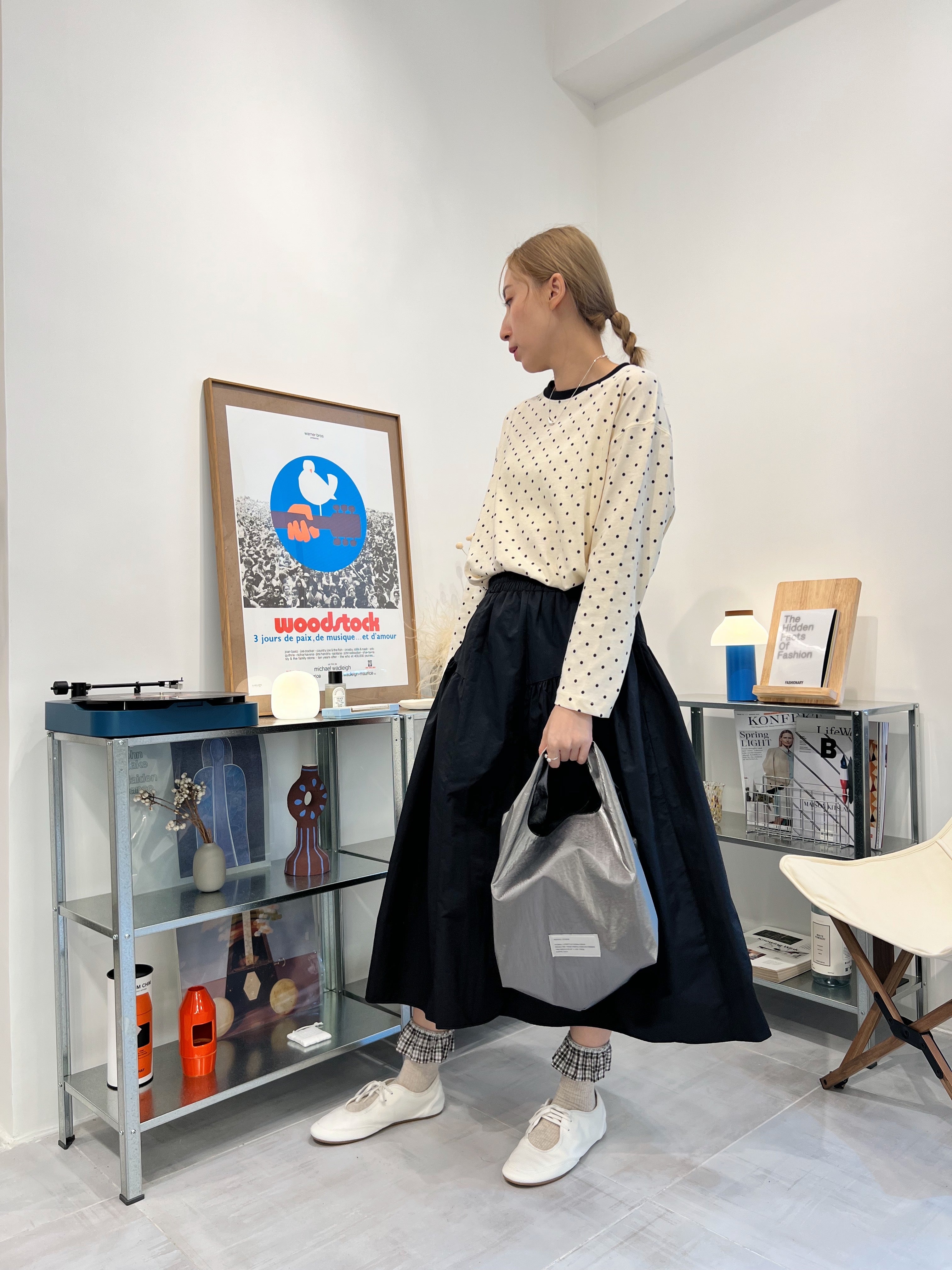 波點T-shirt/米白