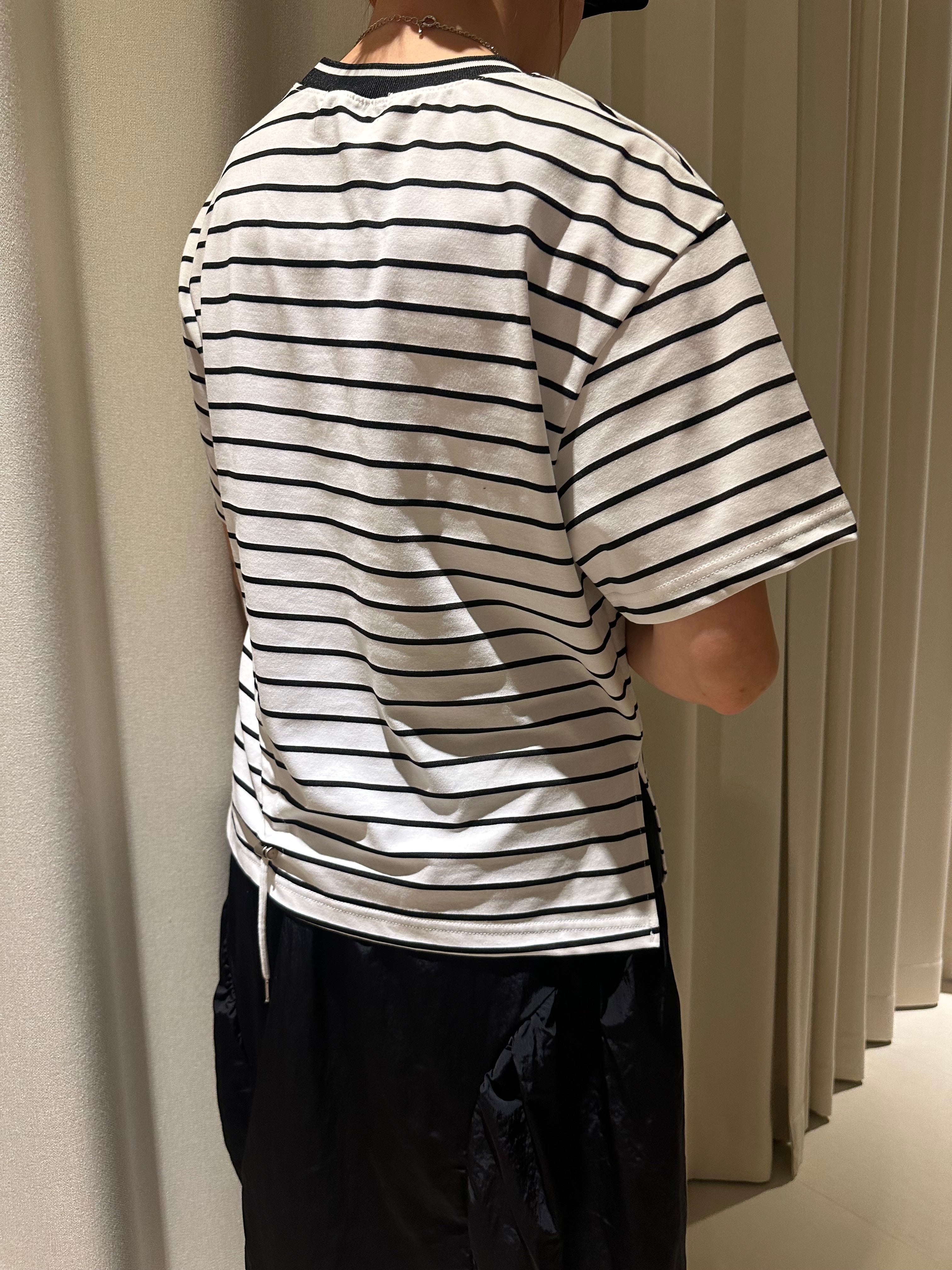 單側縮褶Tee/間條