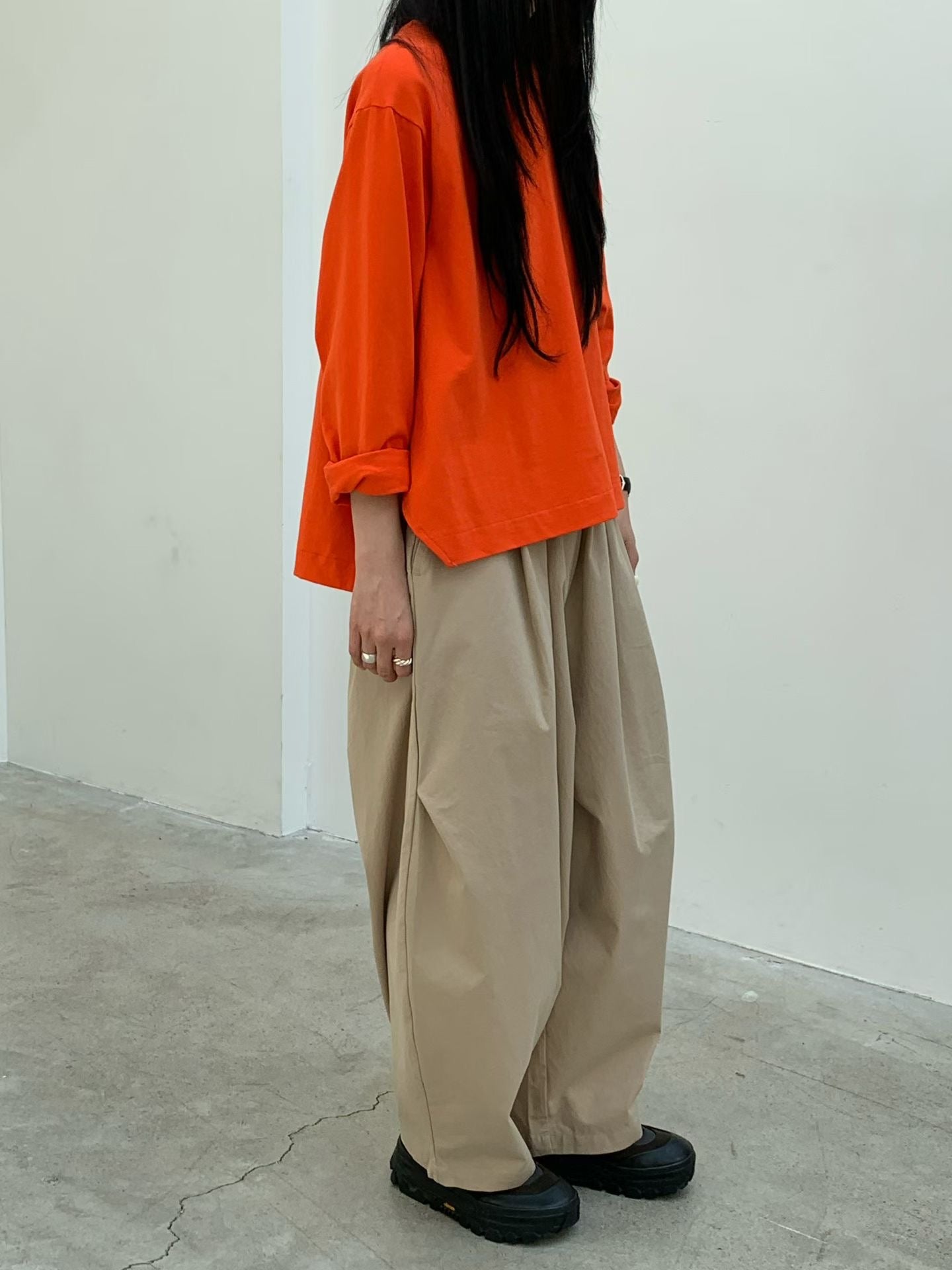 衫腳梯型T-shirt/橙紅