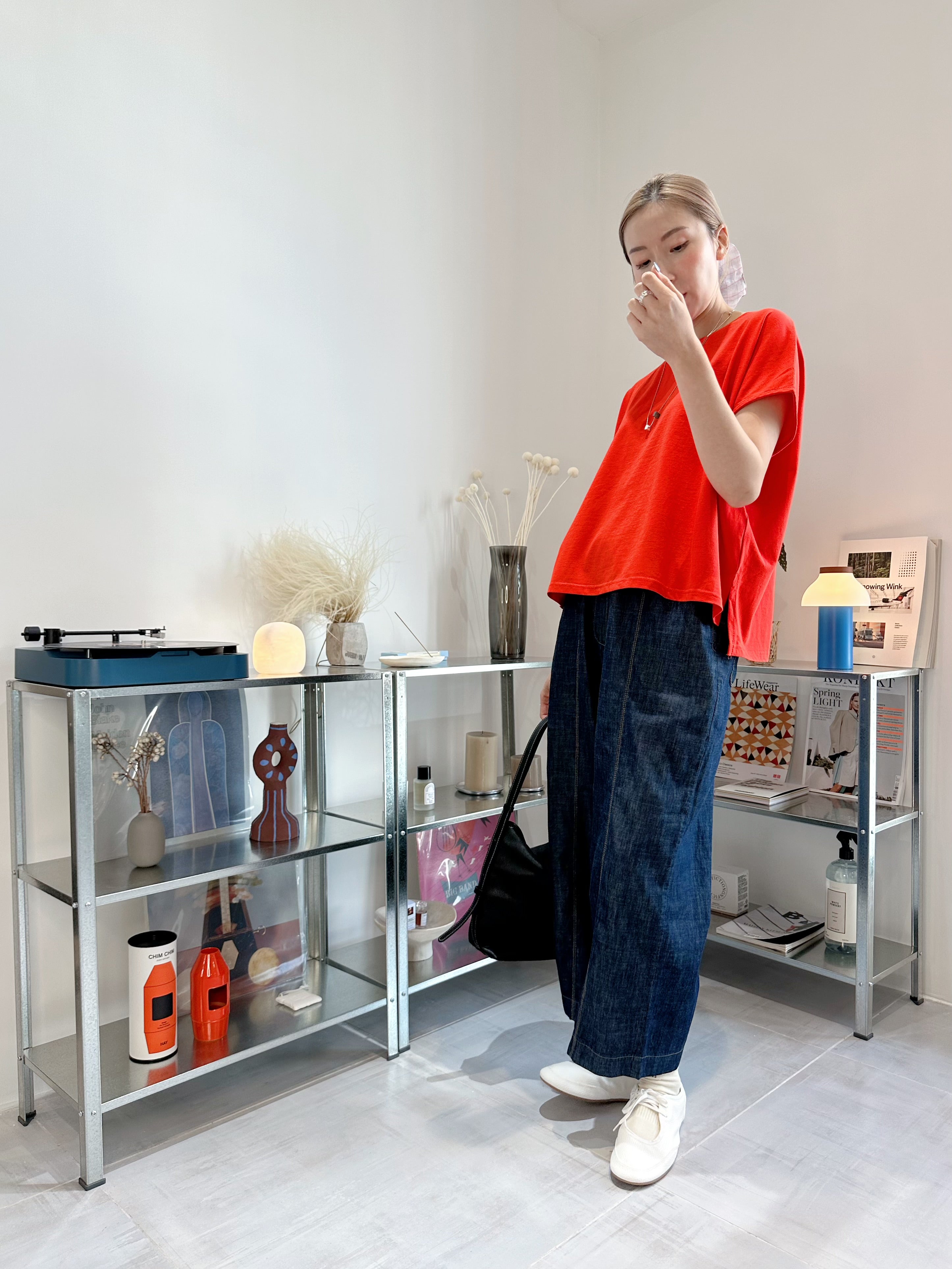 (訂貨:15工作天)橡筋腰牛仔長褲/深藍