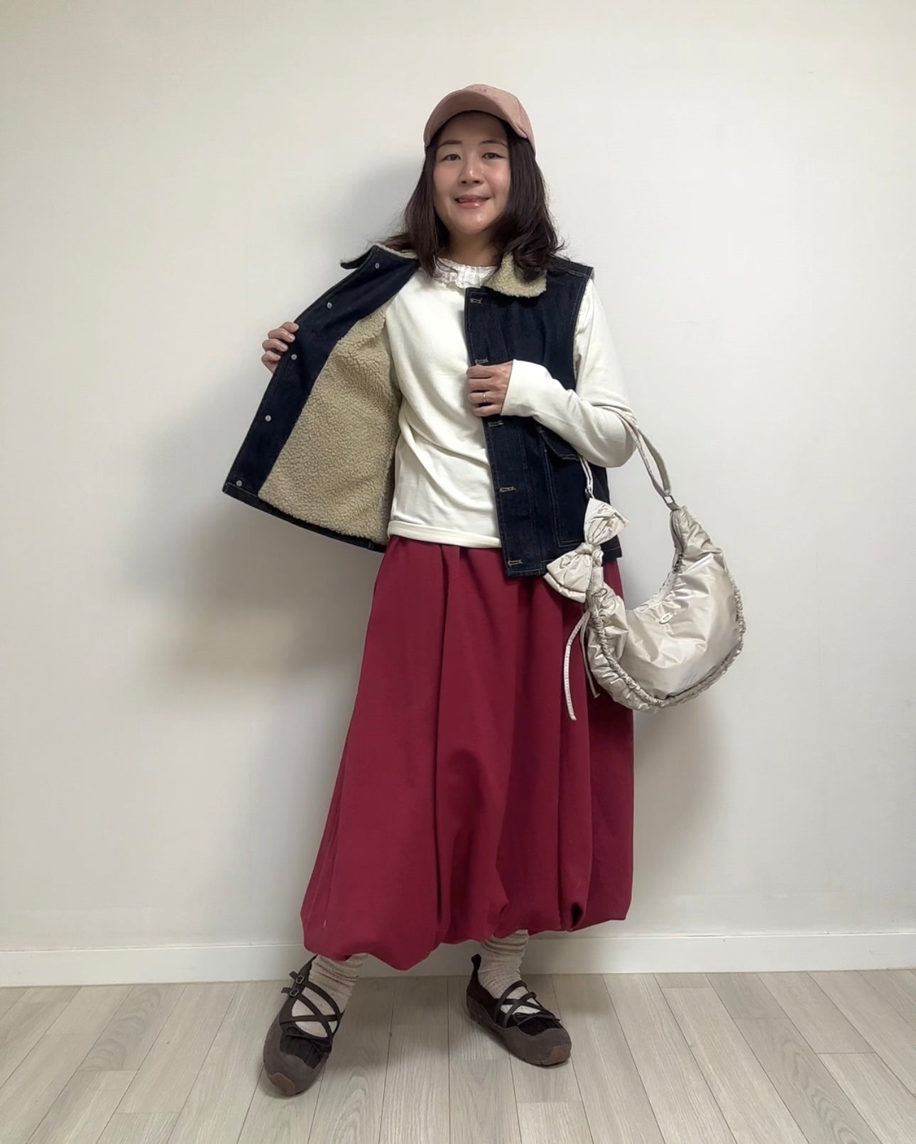 牛仔羊羔毛背心/深藍