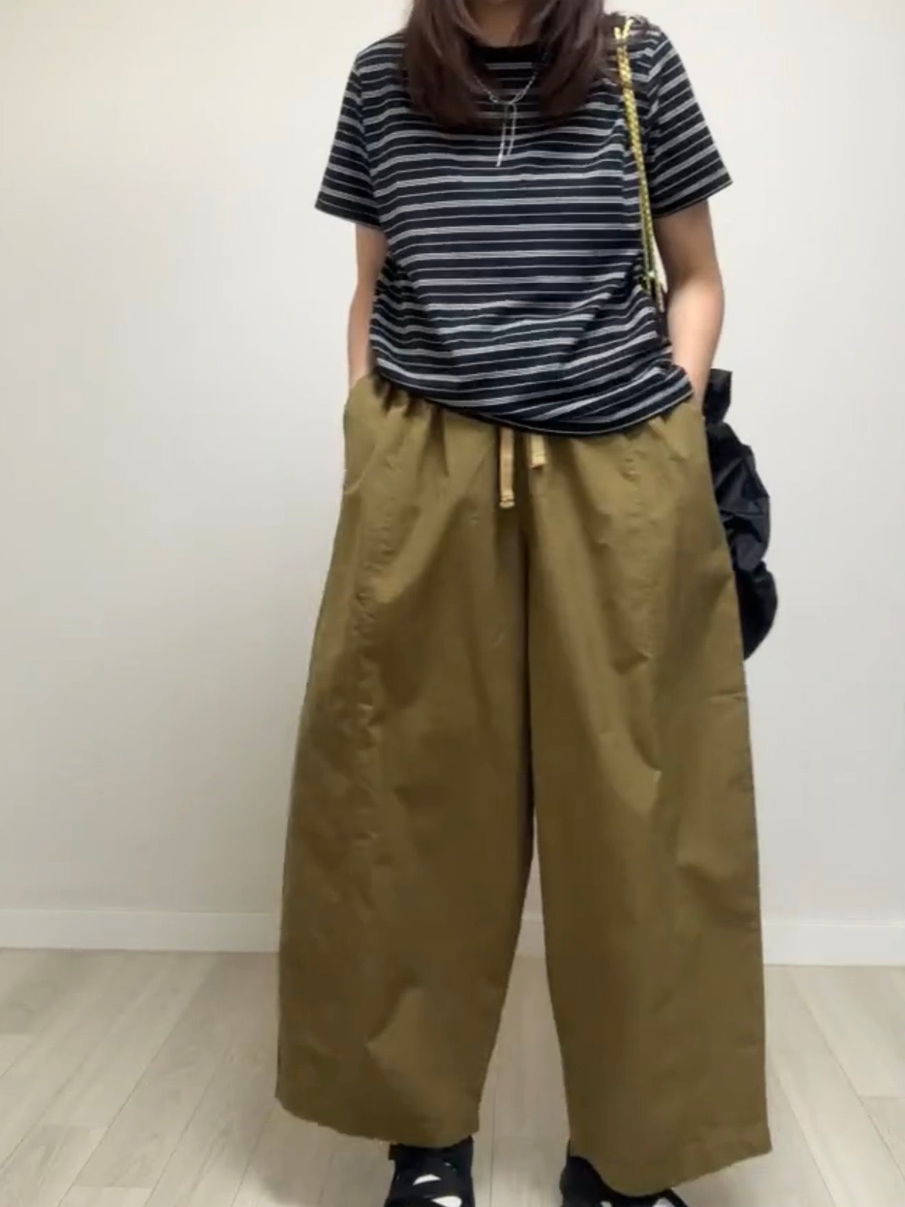 橡根腰Taper褲/啡