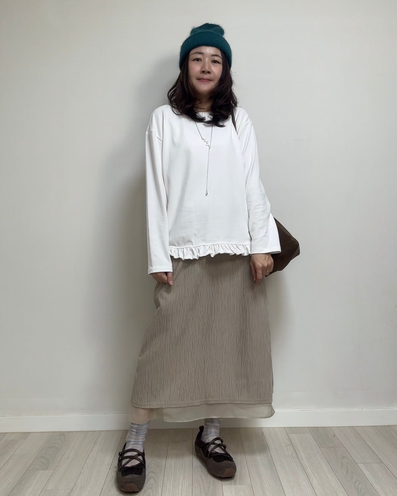 衫腳Ruffle長T-shirt/白