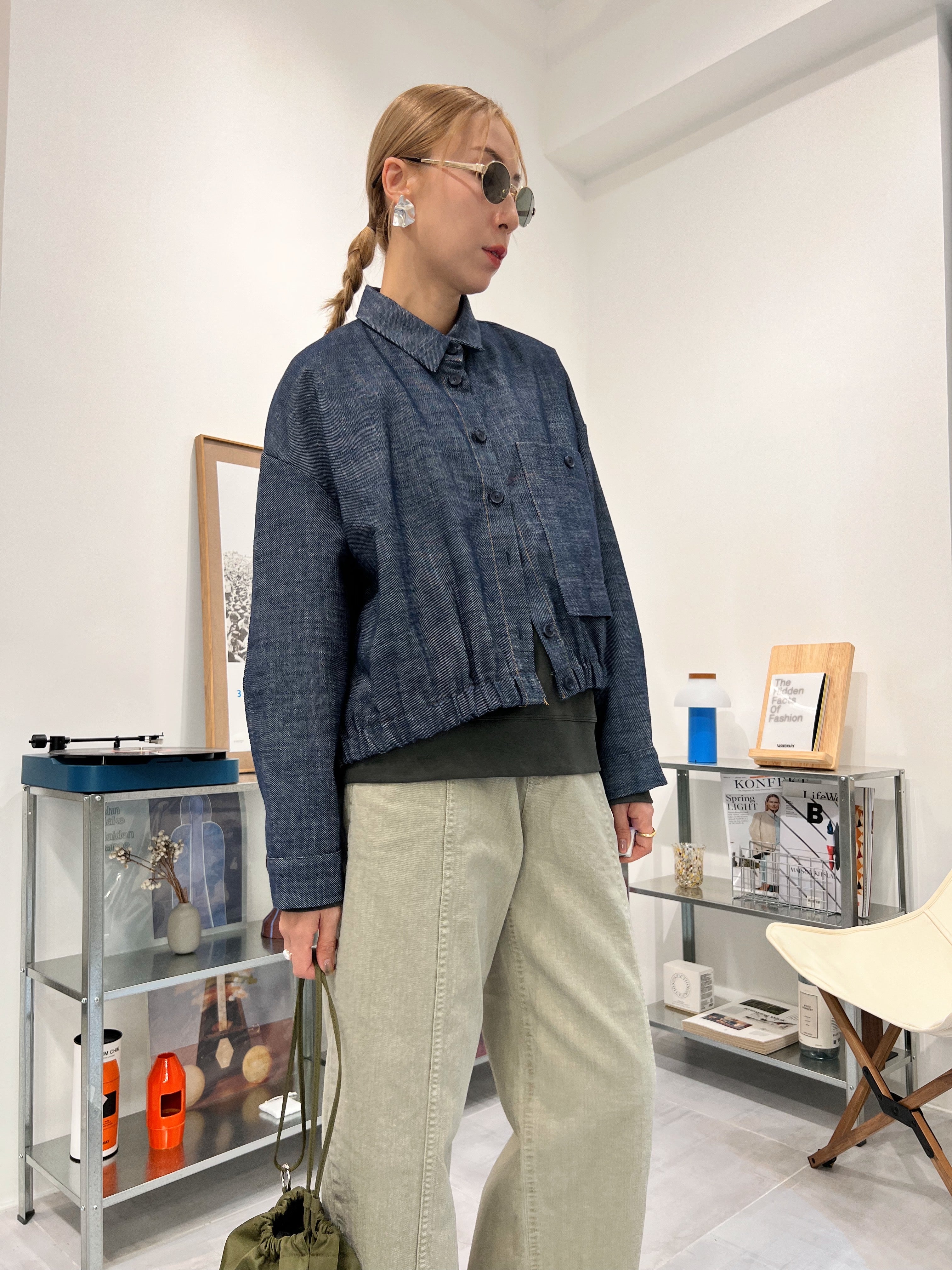 束腳牛仔薄外套/藍