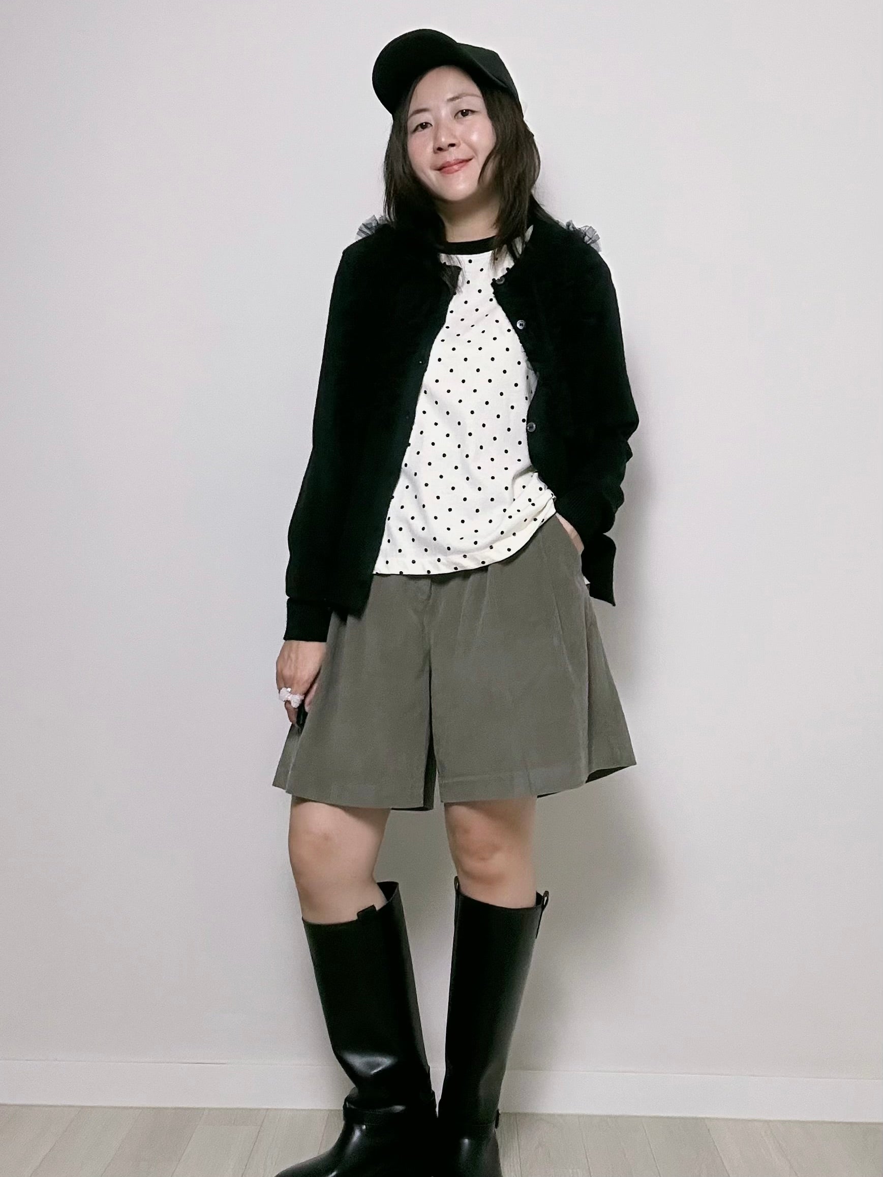 紗紗ruffle cardigan/黑