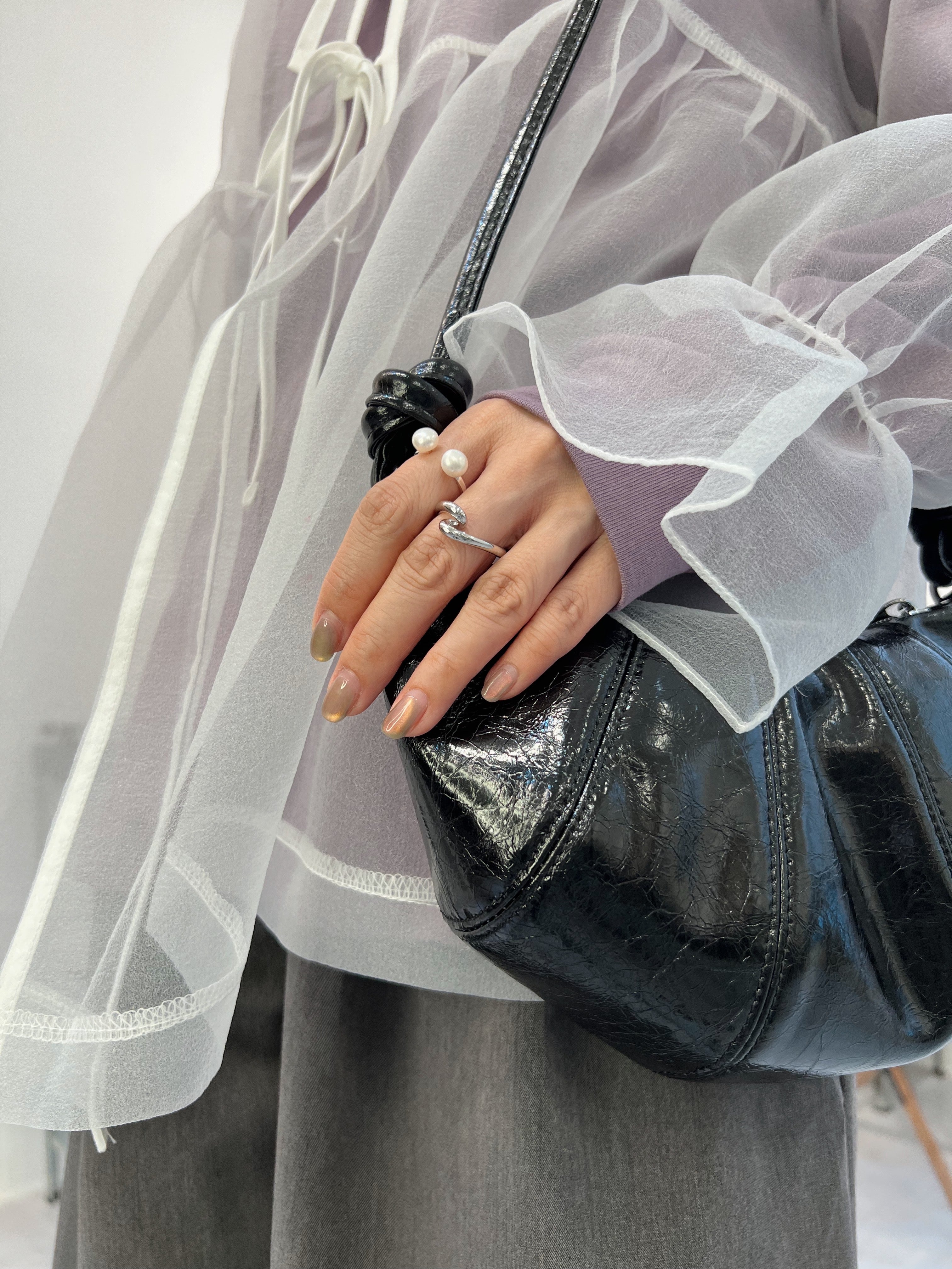 Organza長袖罩衫/白