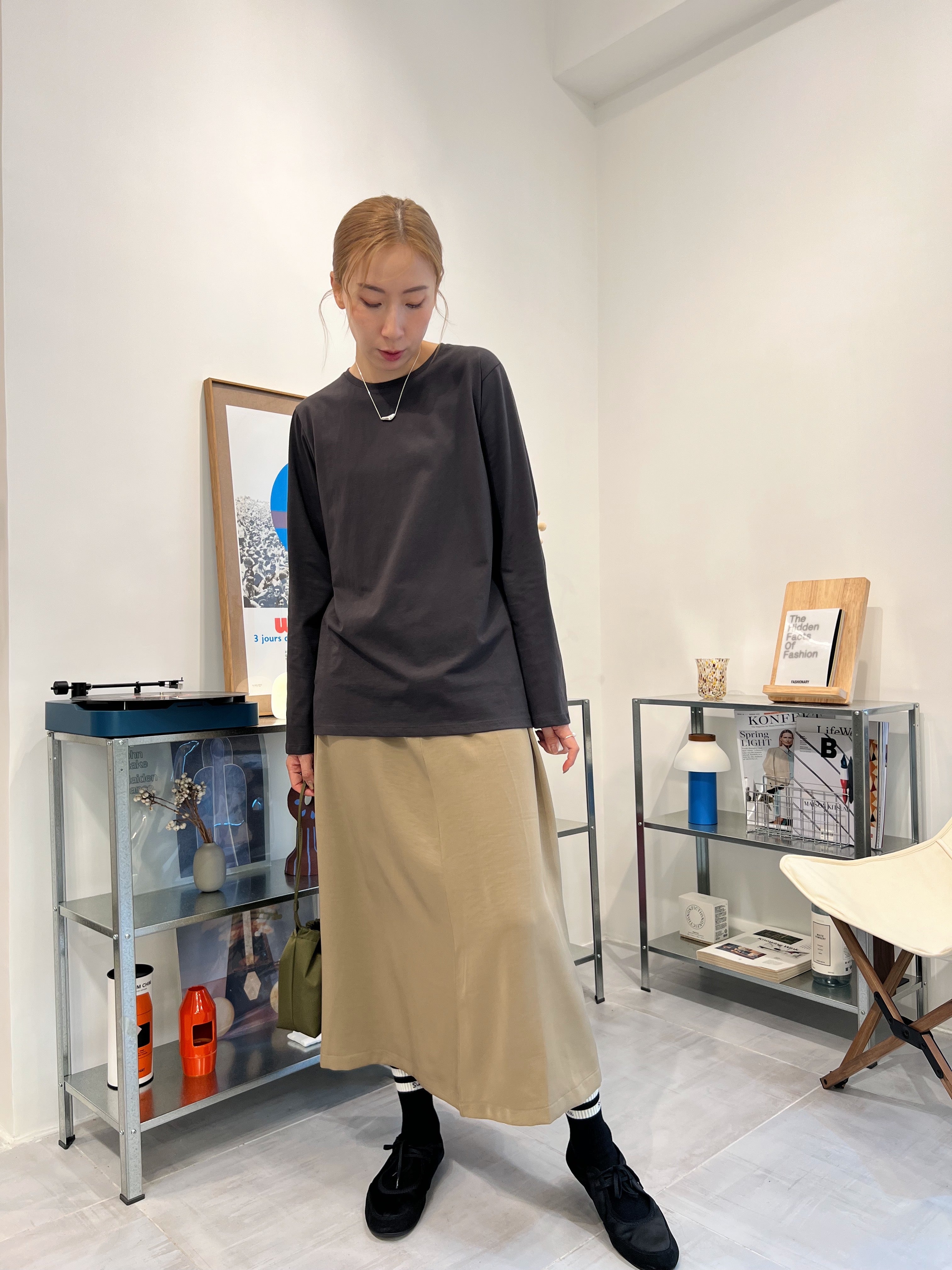 長身T-shirt/碳灰