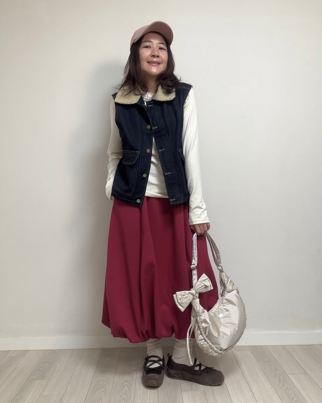 牛仔羊羔毛背心/深藍