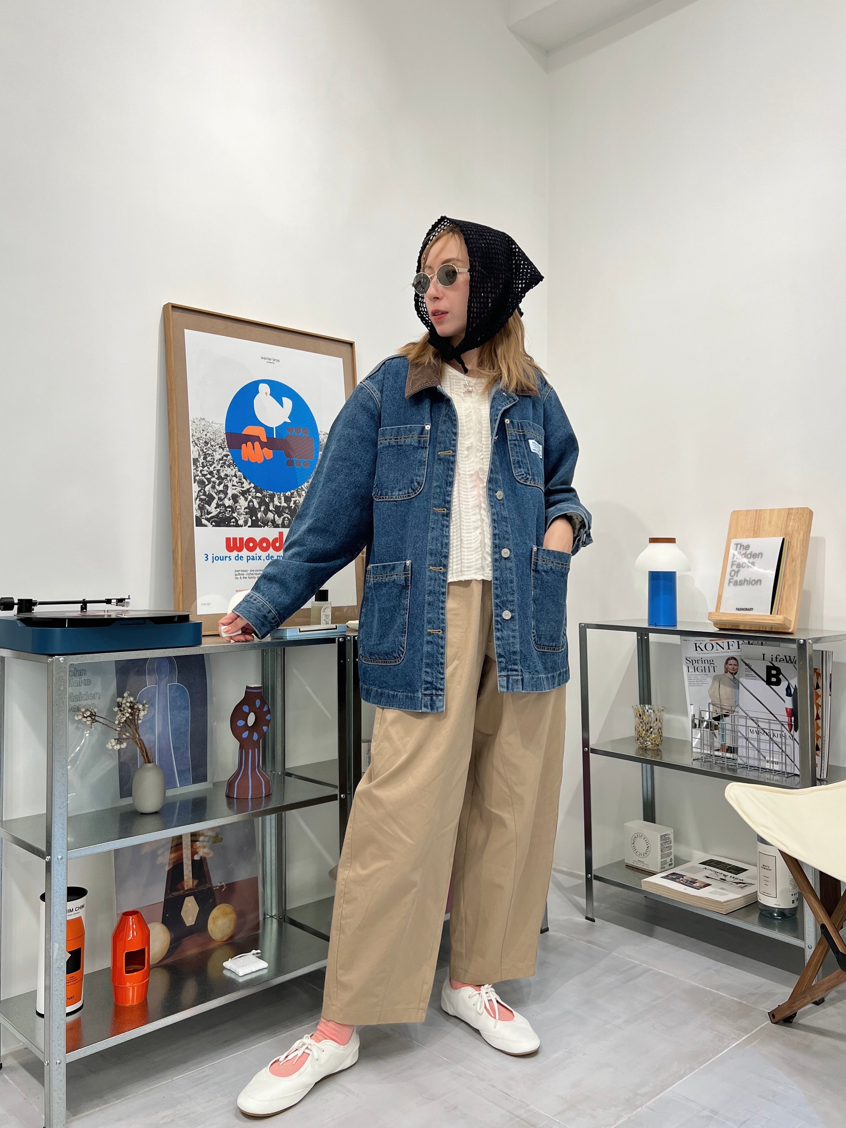 大袋薄身taper褲/杏