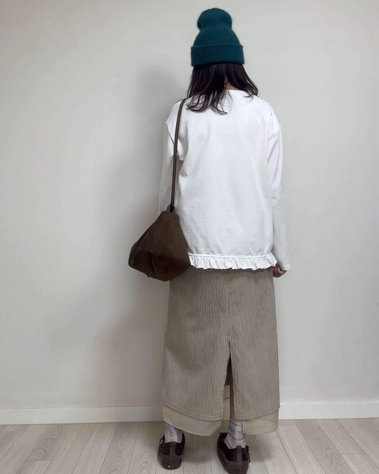 衫腳Ruffle長T-shirt/白