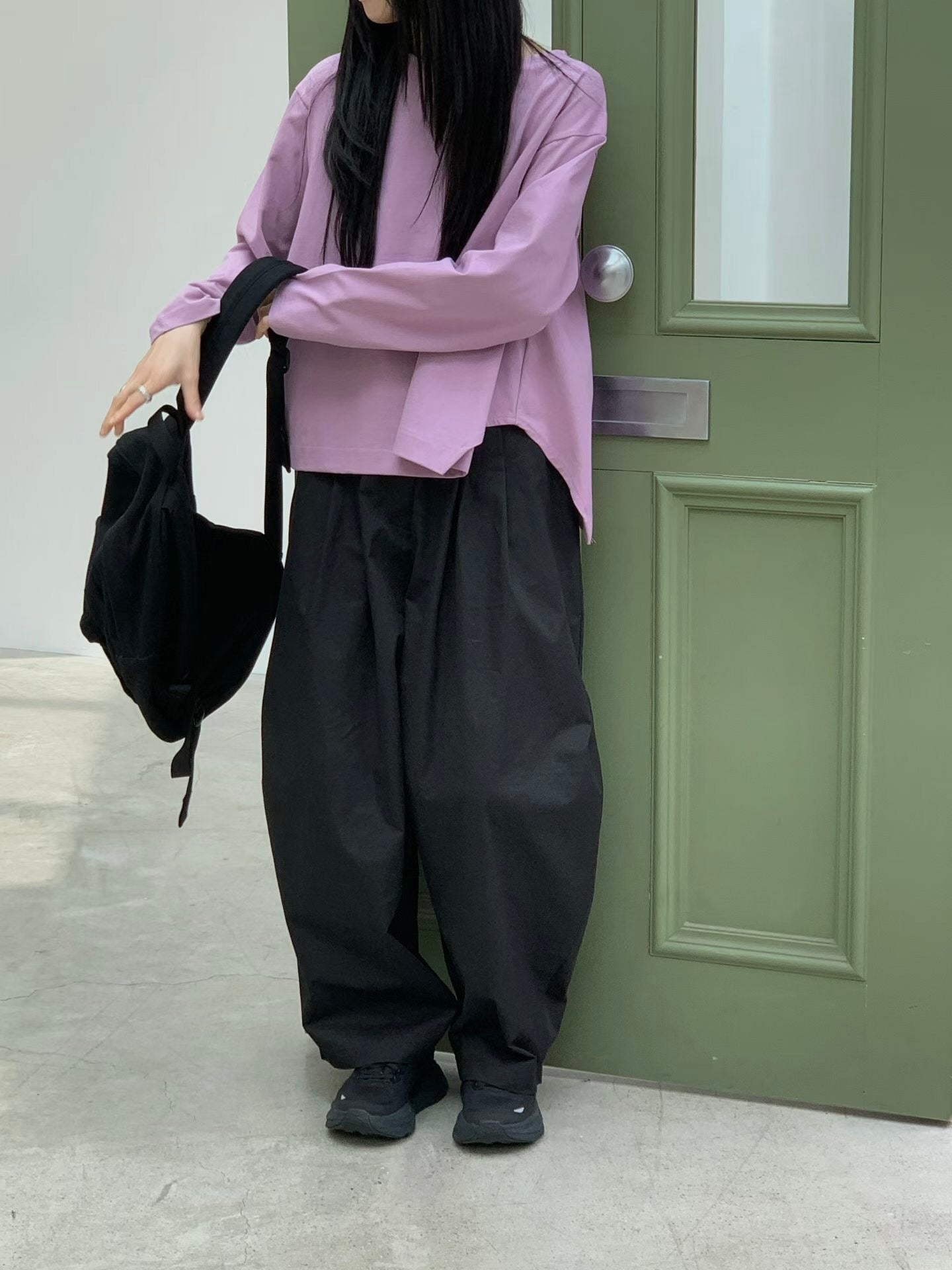 衫腳梯型T-shirt/粉紫