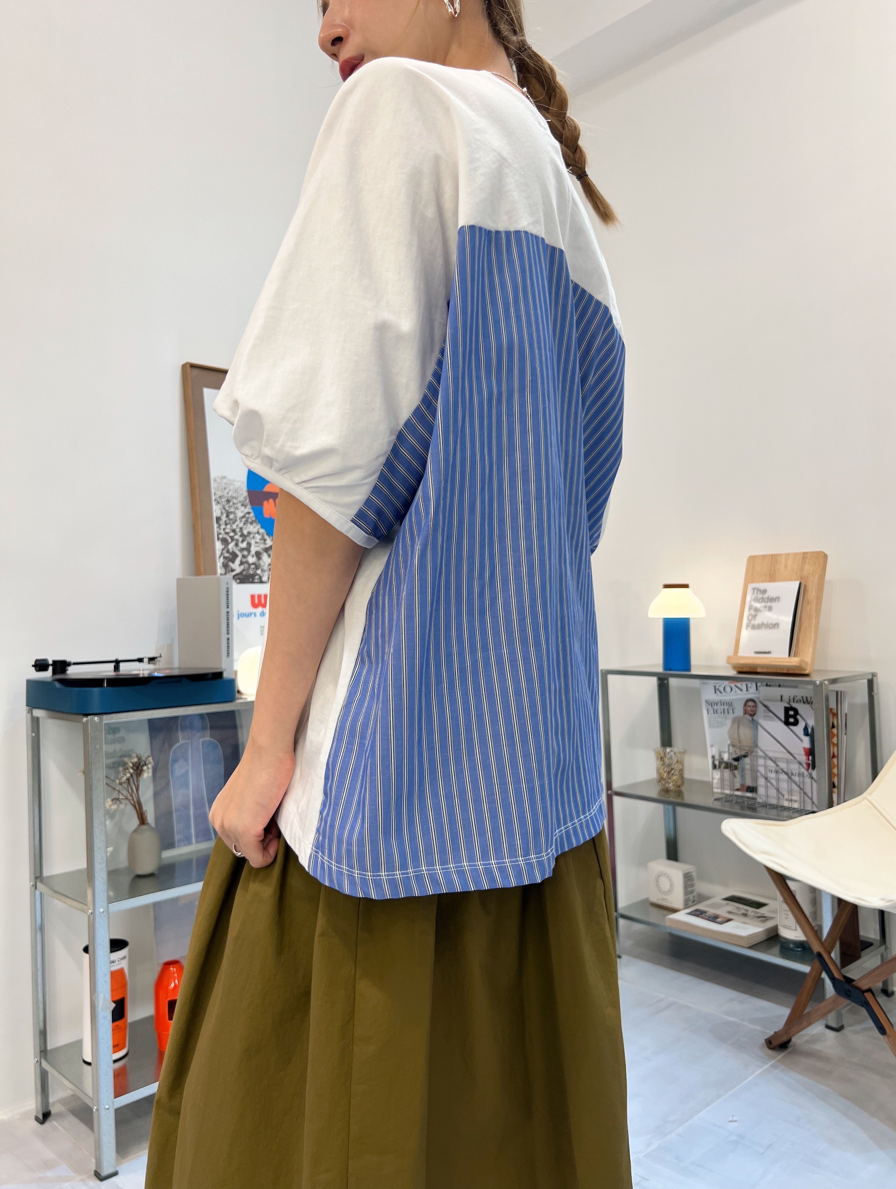 後併布泡泡袖T-shirt/白