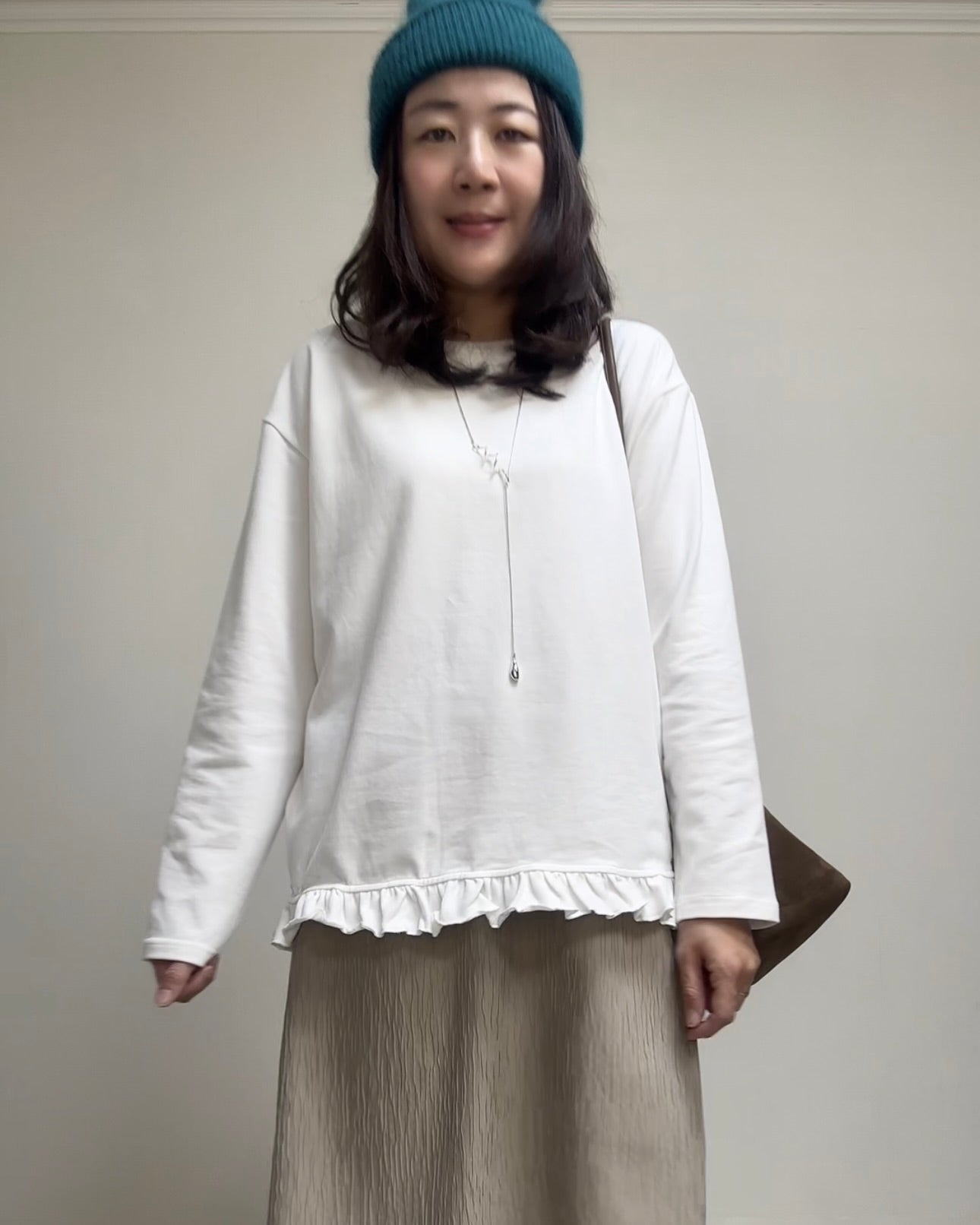 衫腳Ruffle長T-shirt/白