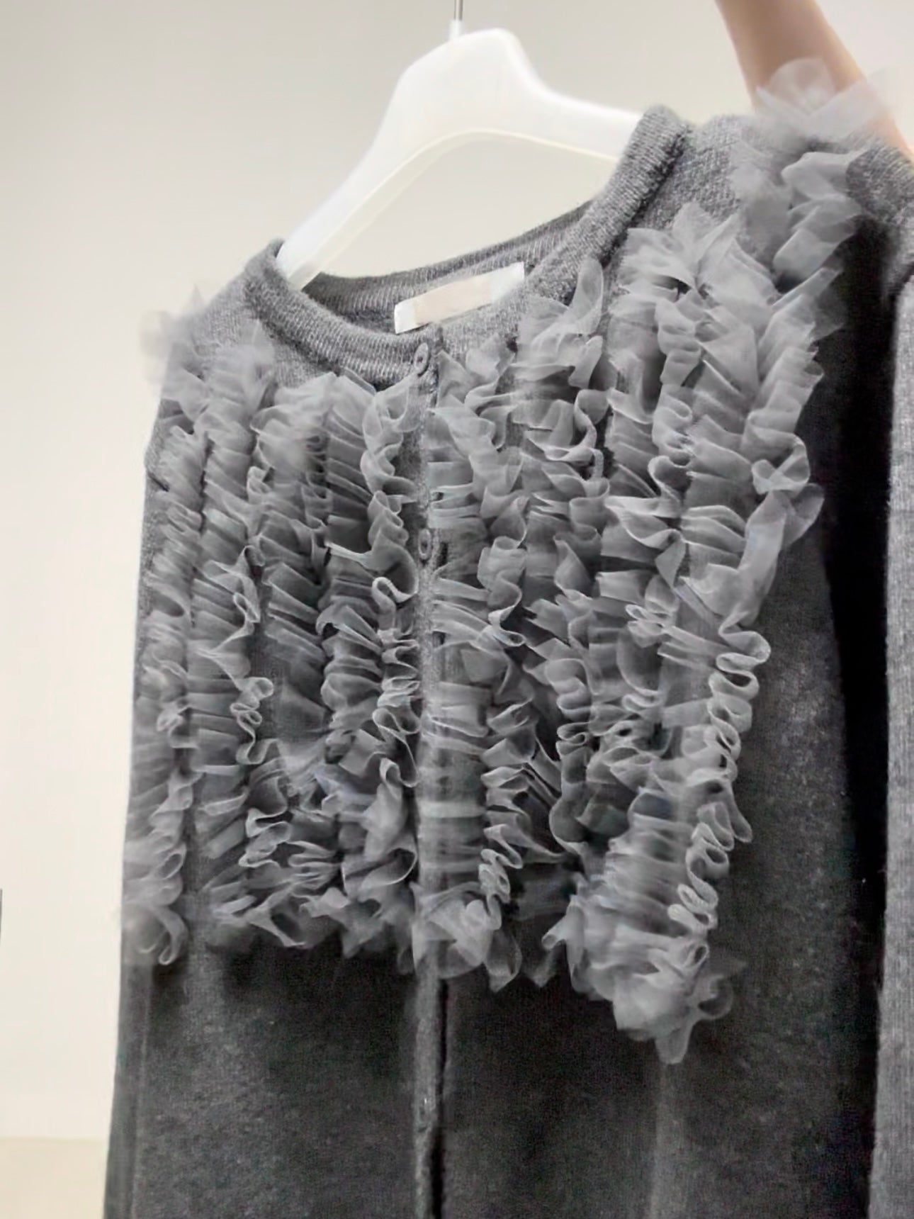 紗紗ruffle cardigan/灰