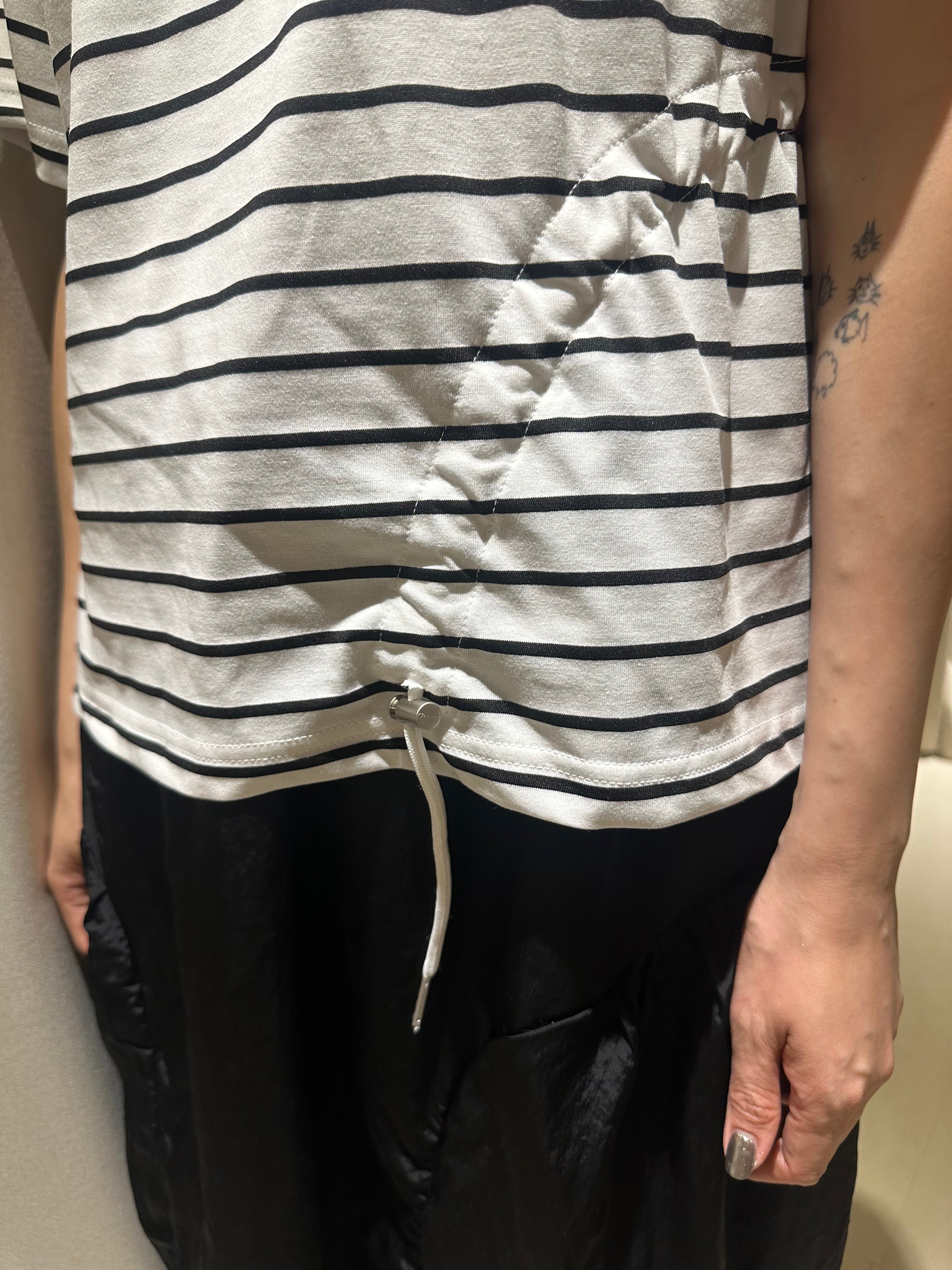 單側縮褶Tee/間條