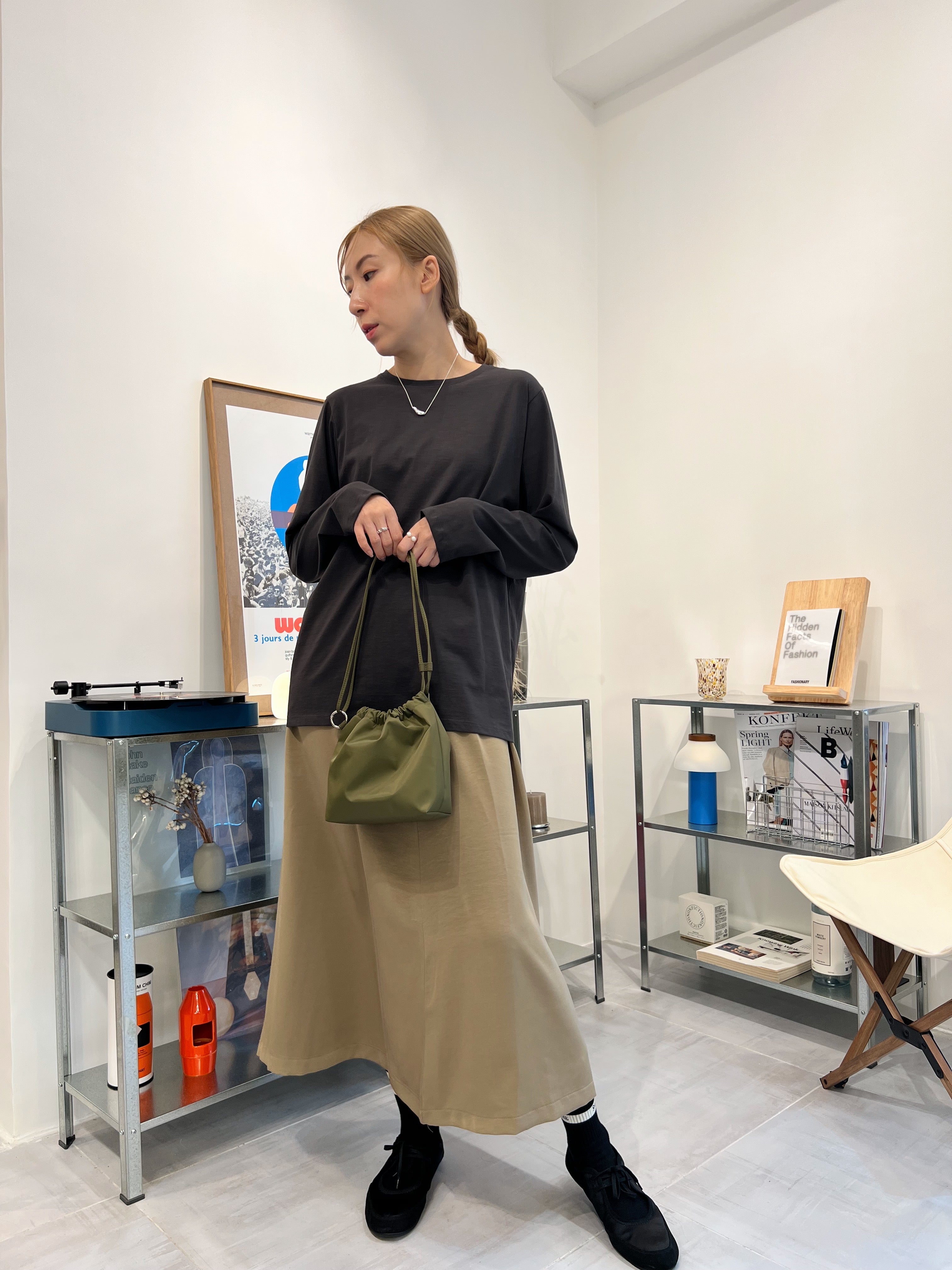 長身T-shirt/碳灰