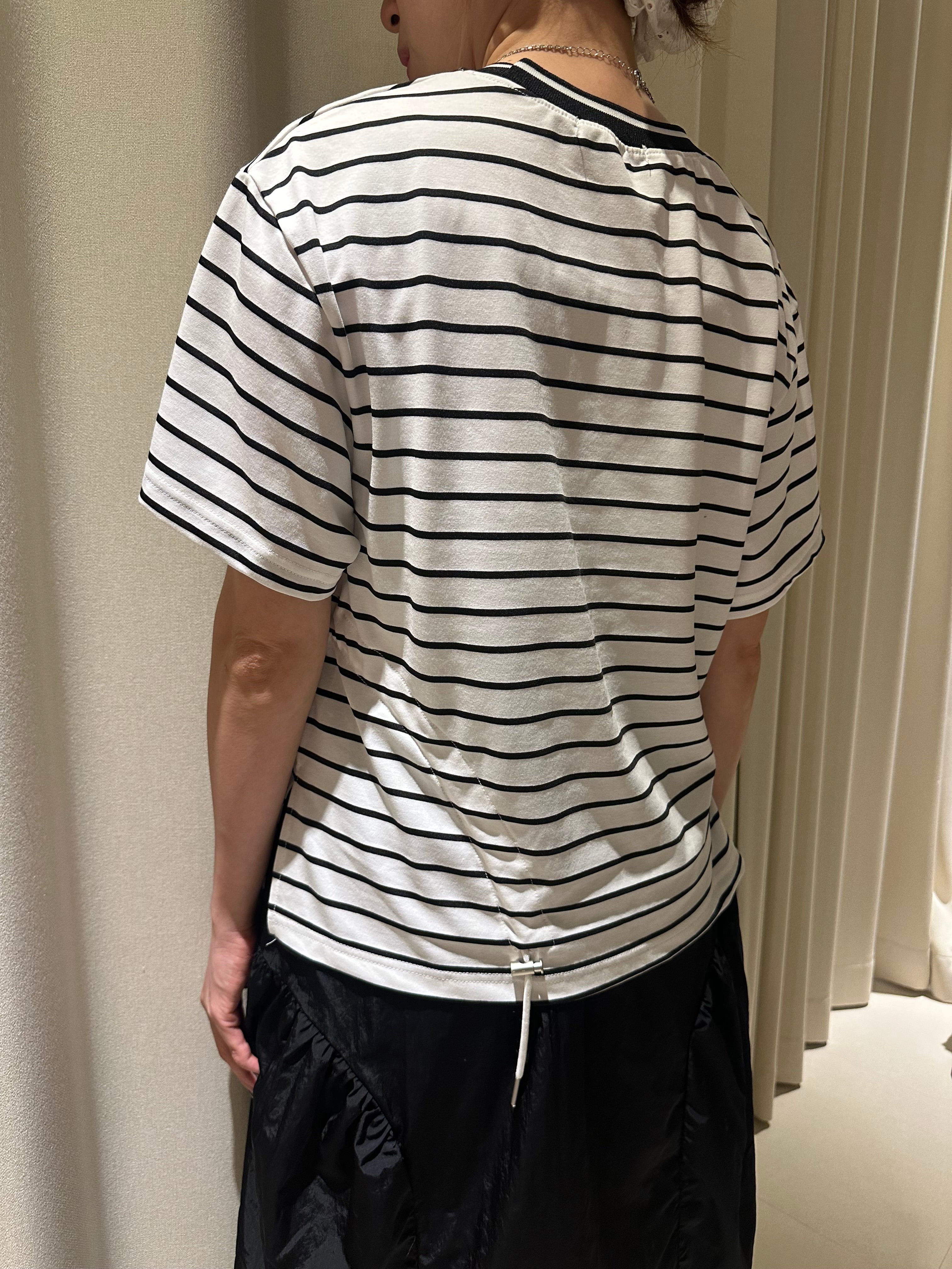 單側縮褶Tee/間條