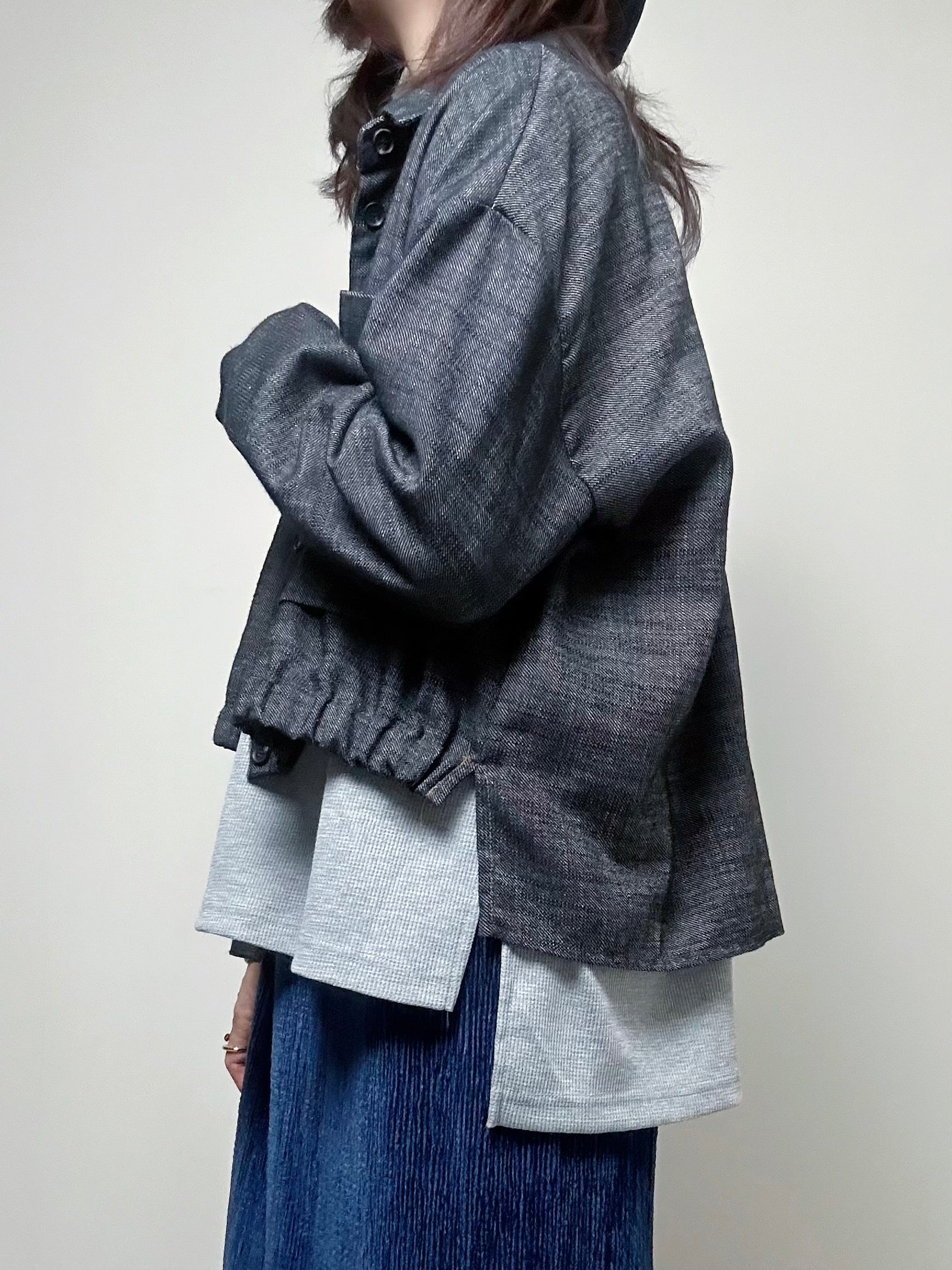 束腳牛仔薄外套/黑