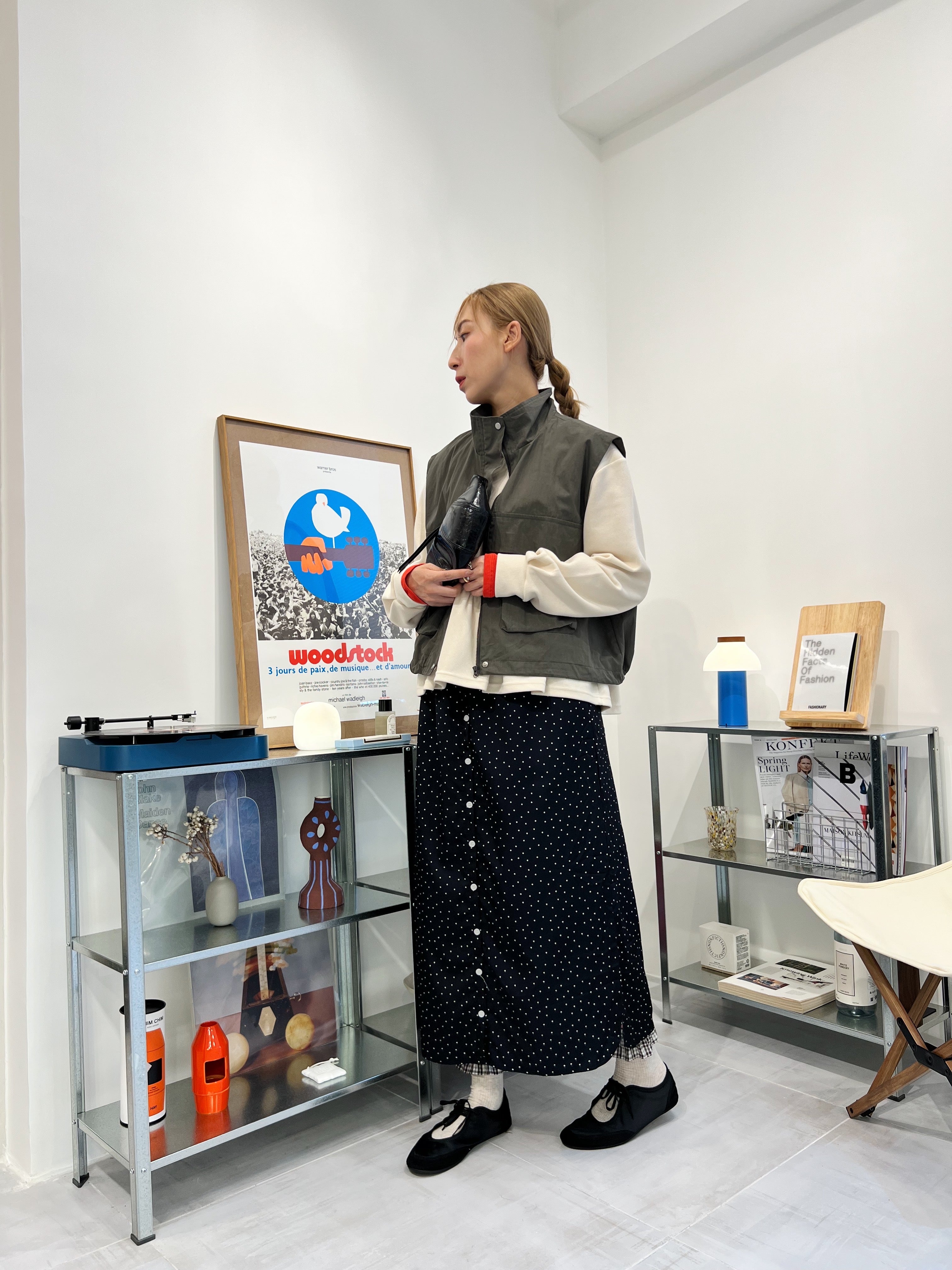 Ruffle衫腳T-shirt/米白