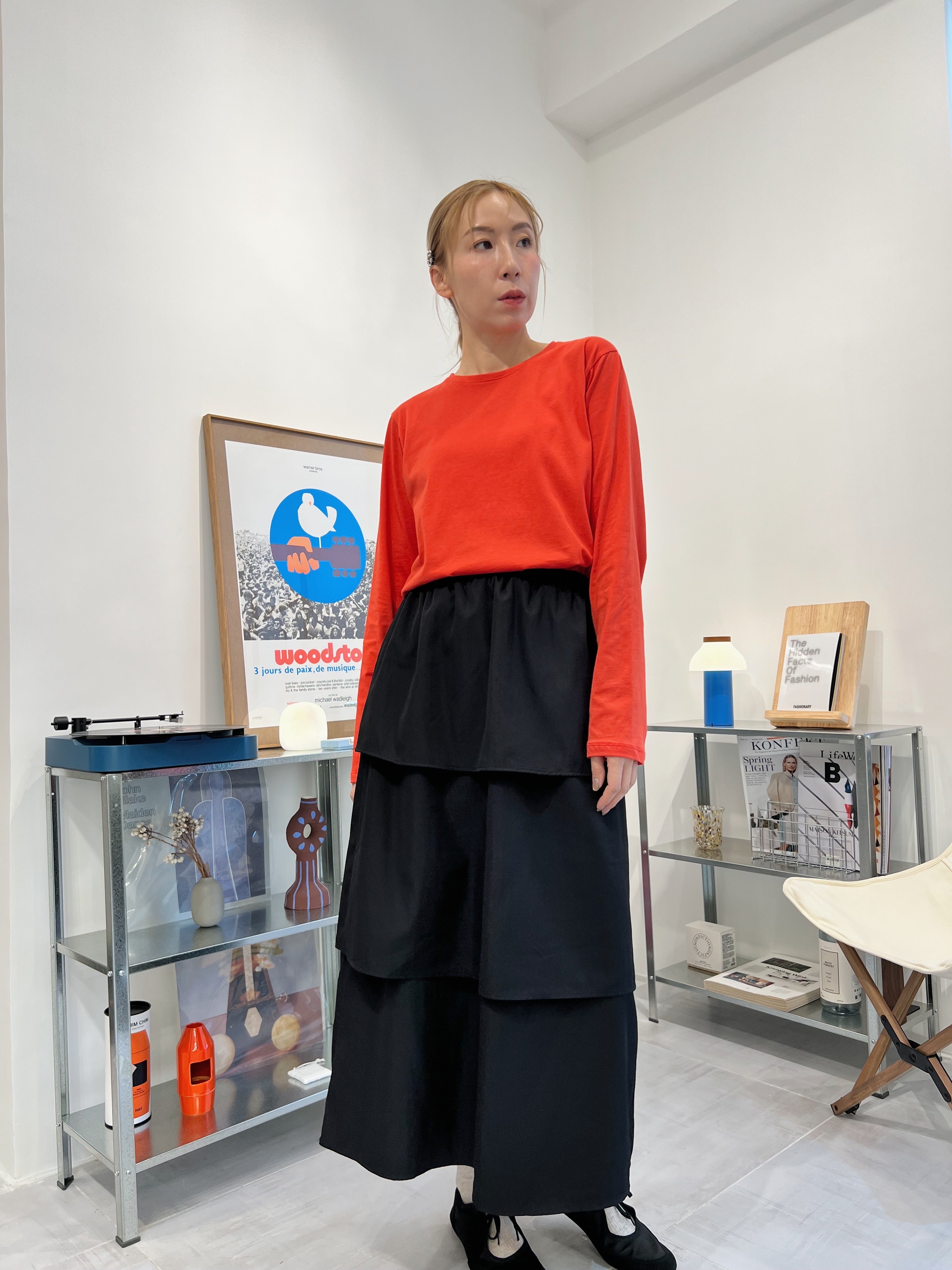 長身T-shirt/橙紅