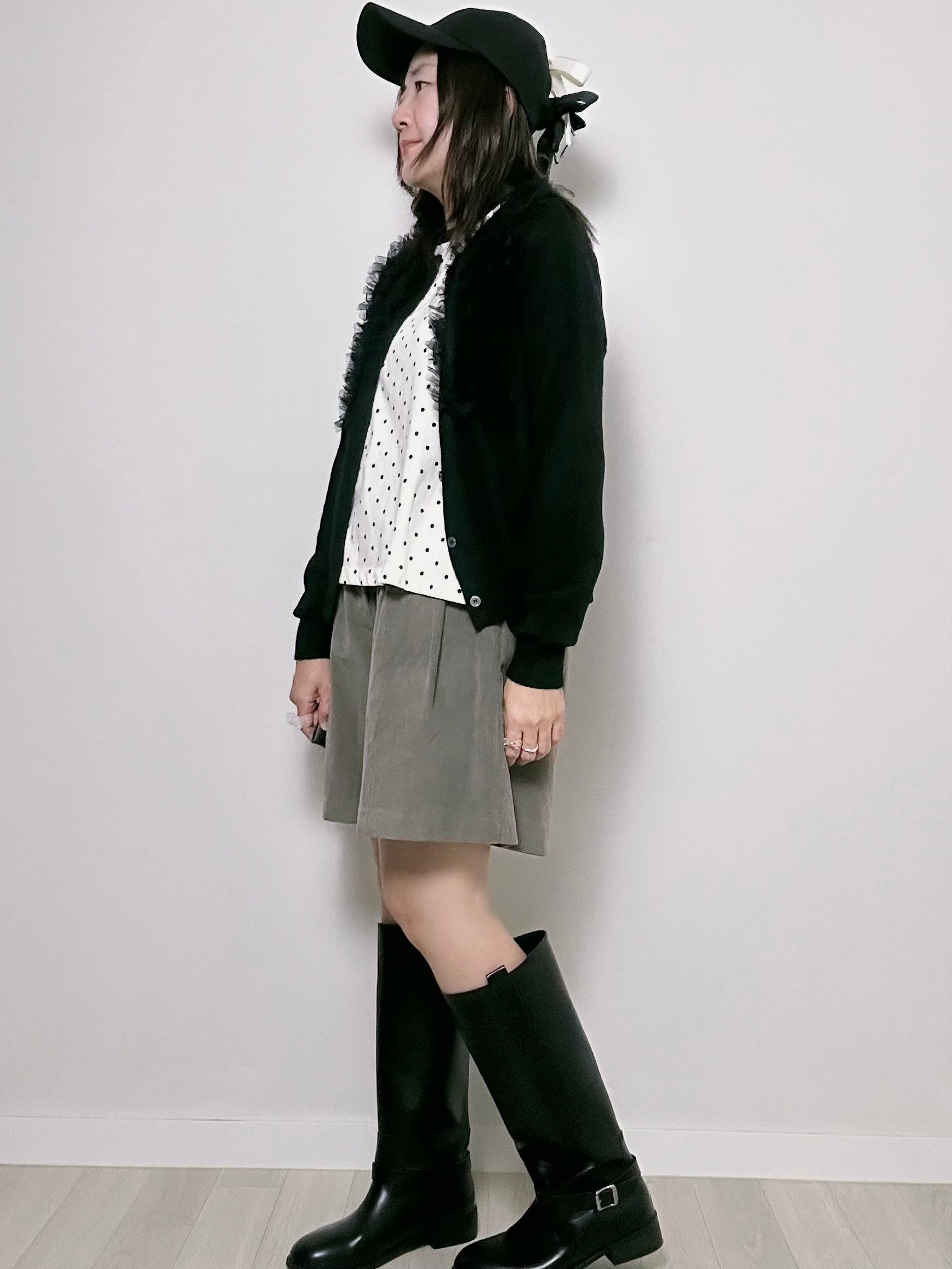 紗紗ruffle cardigan/黑