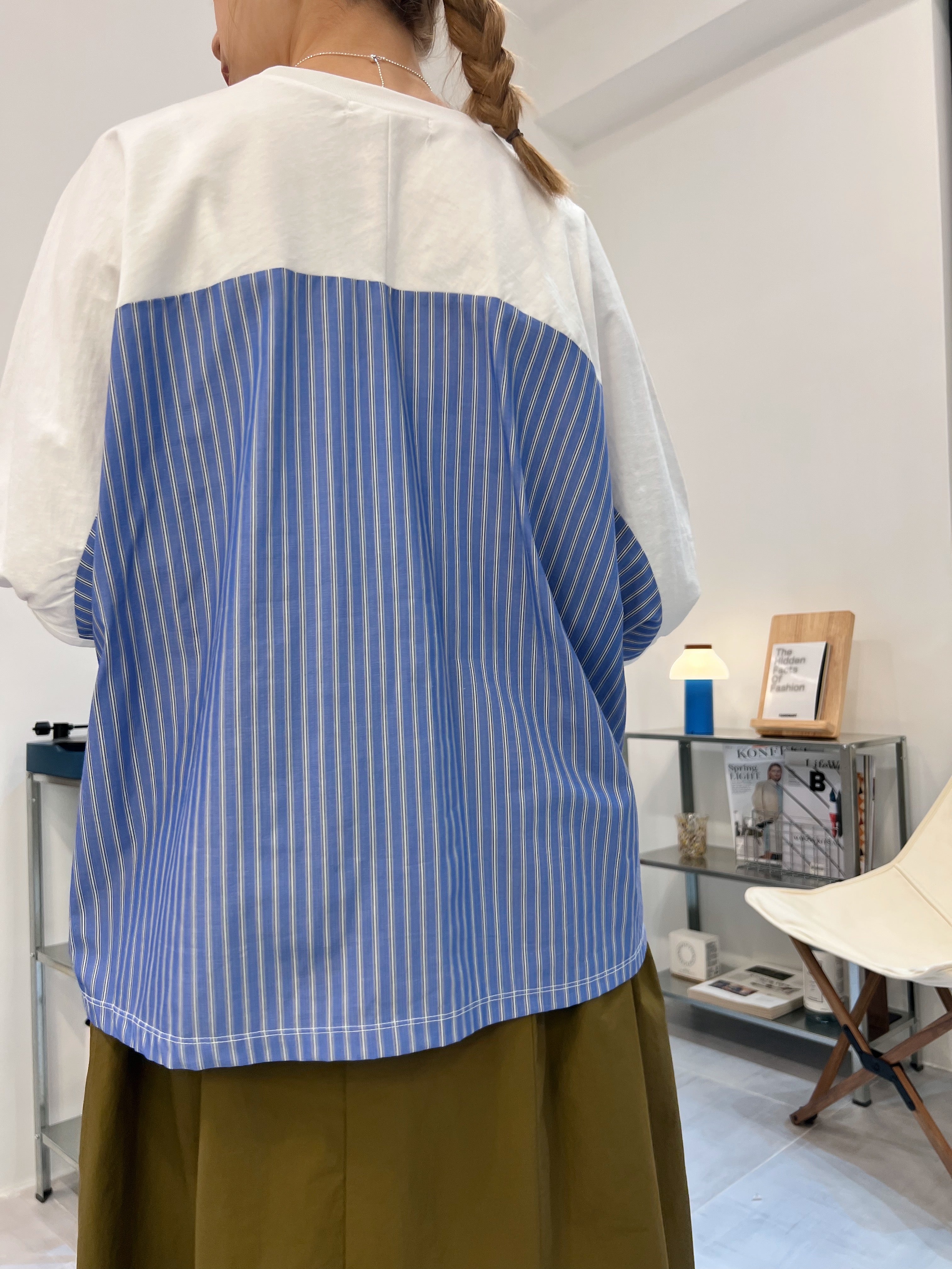 後併布泡泡袖T-shirt/白