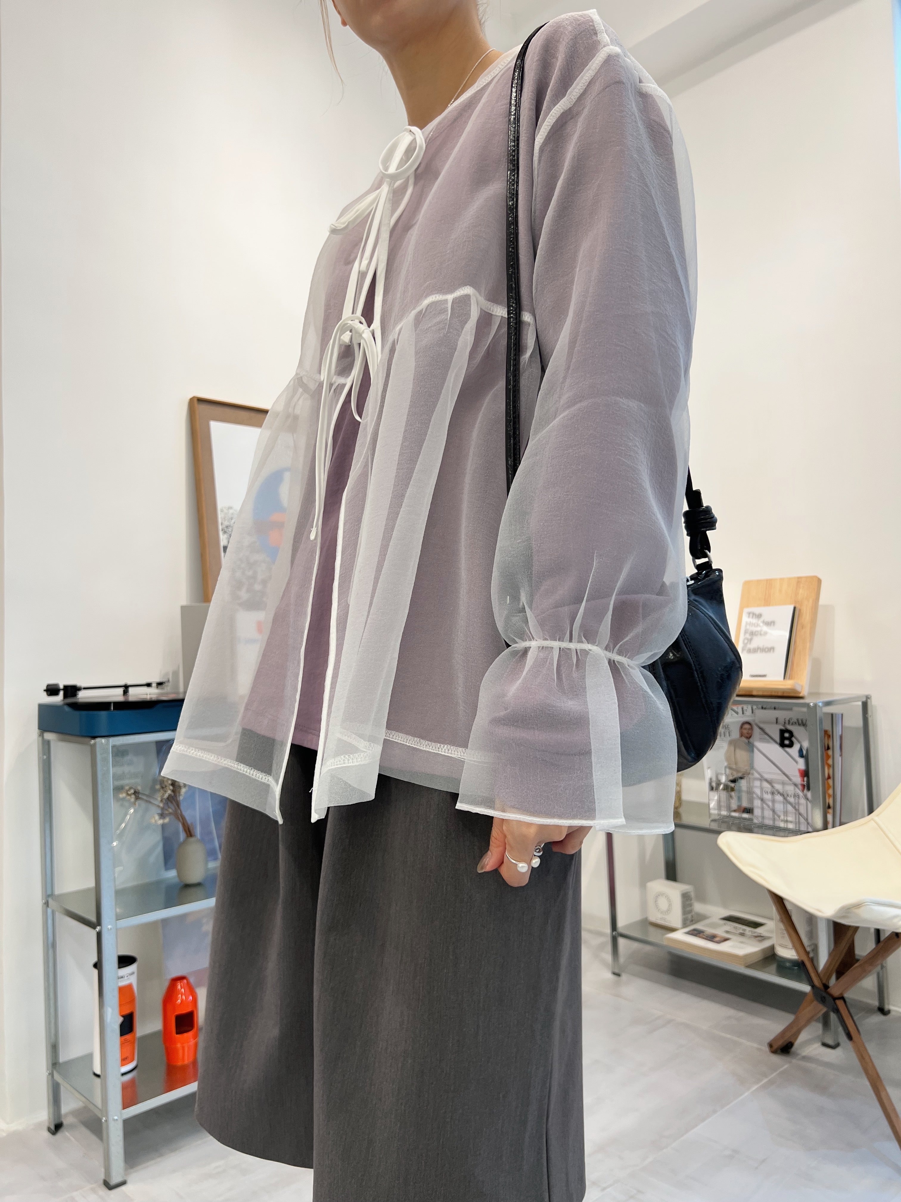 束袖T-shirt/霧紫