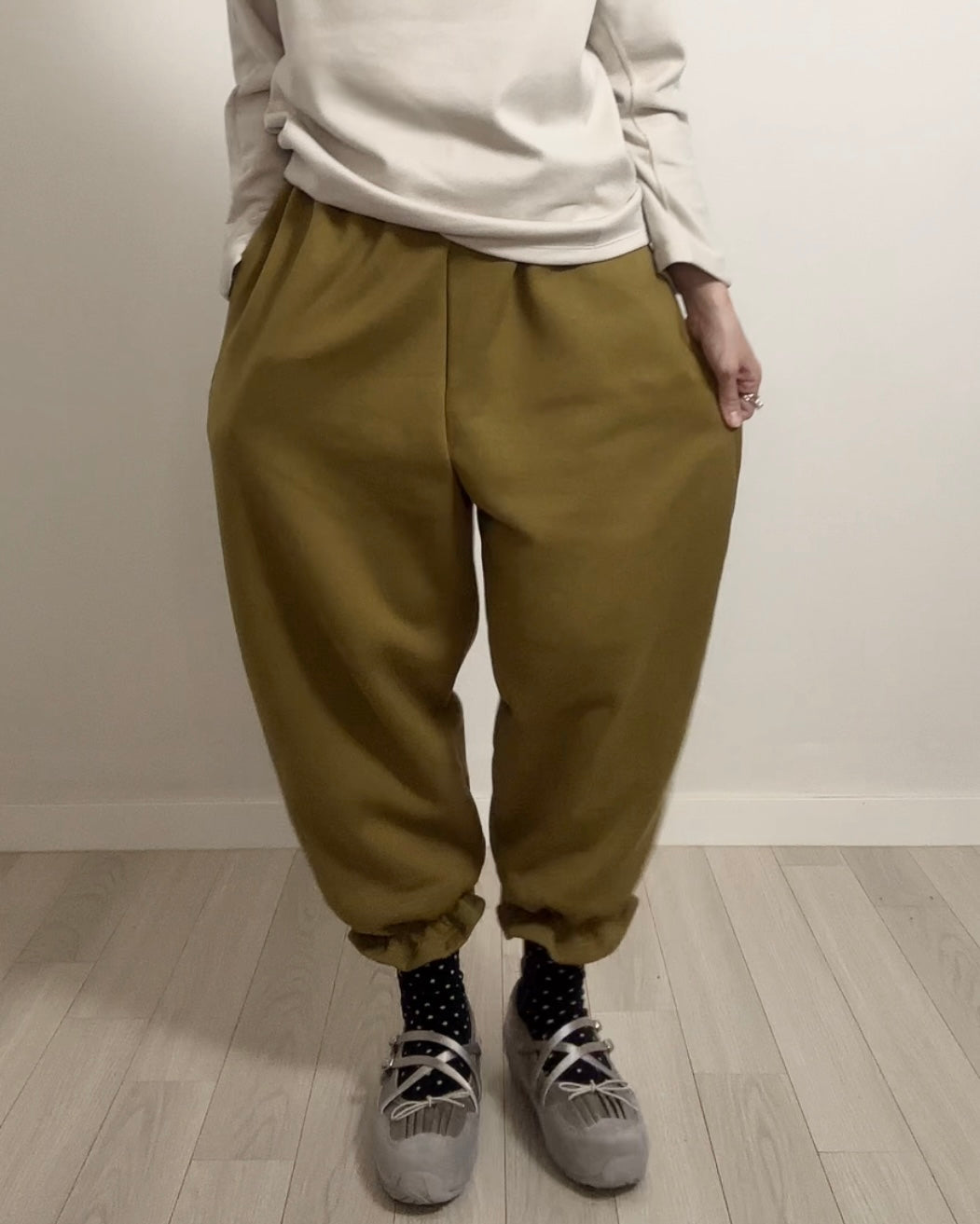 束腳Ruffle運動褲/橄欖