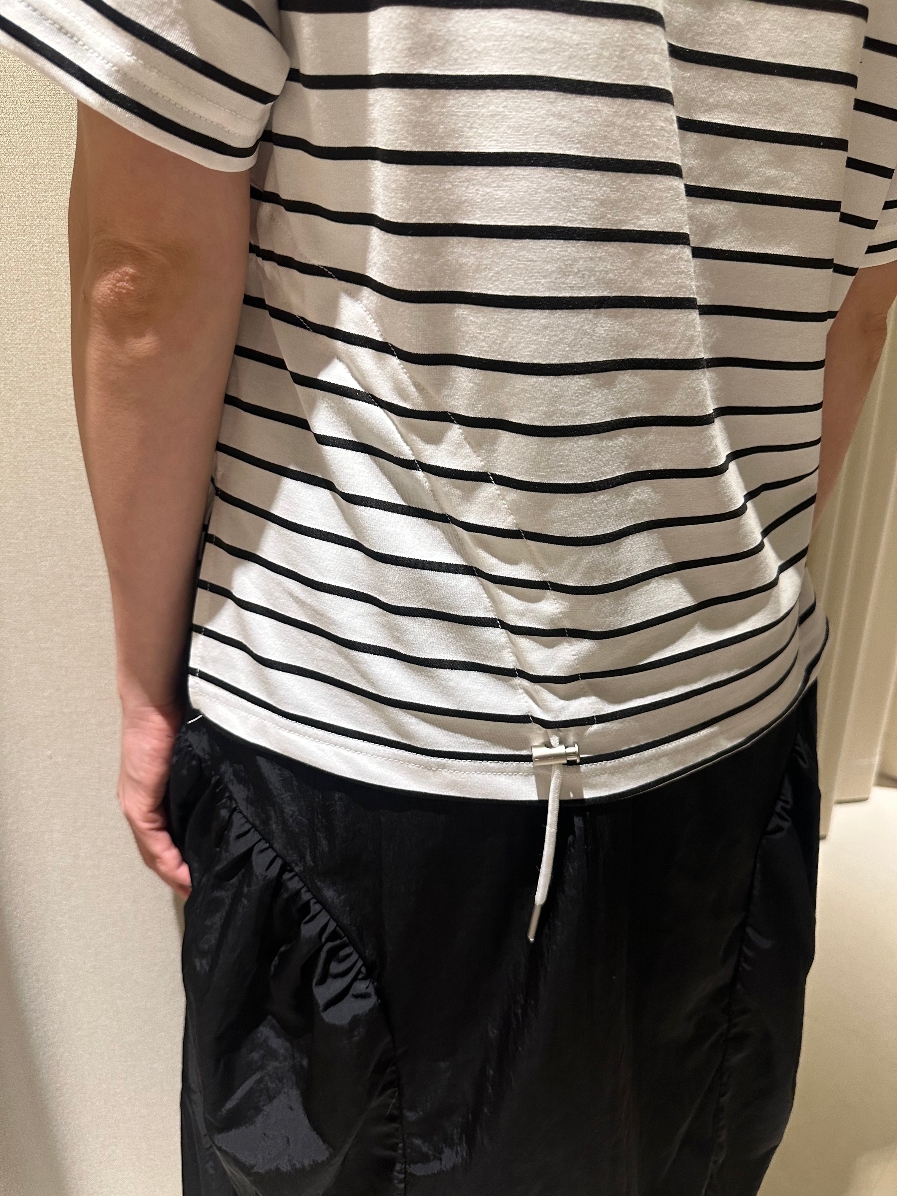 單側縮褶Tee/間條