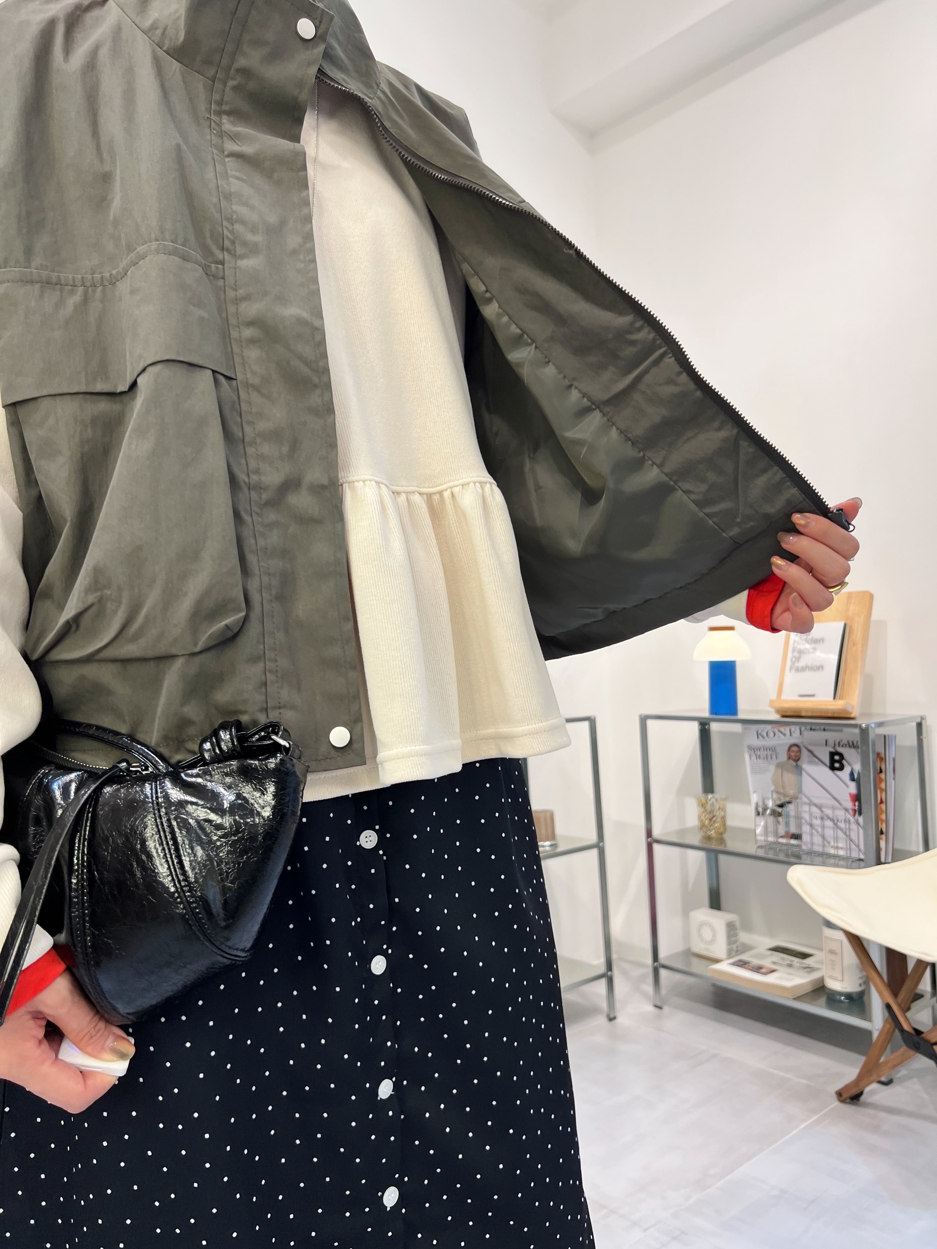 Ruffle衫腳T-shirt/米白