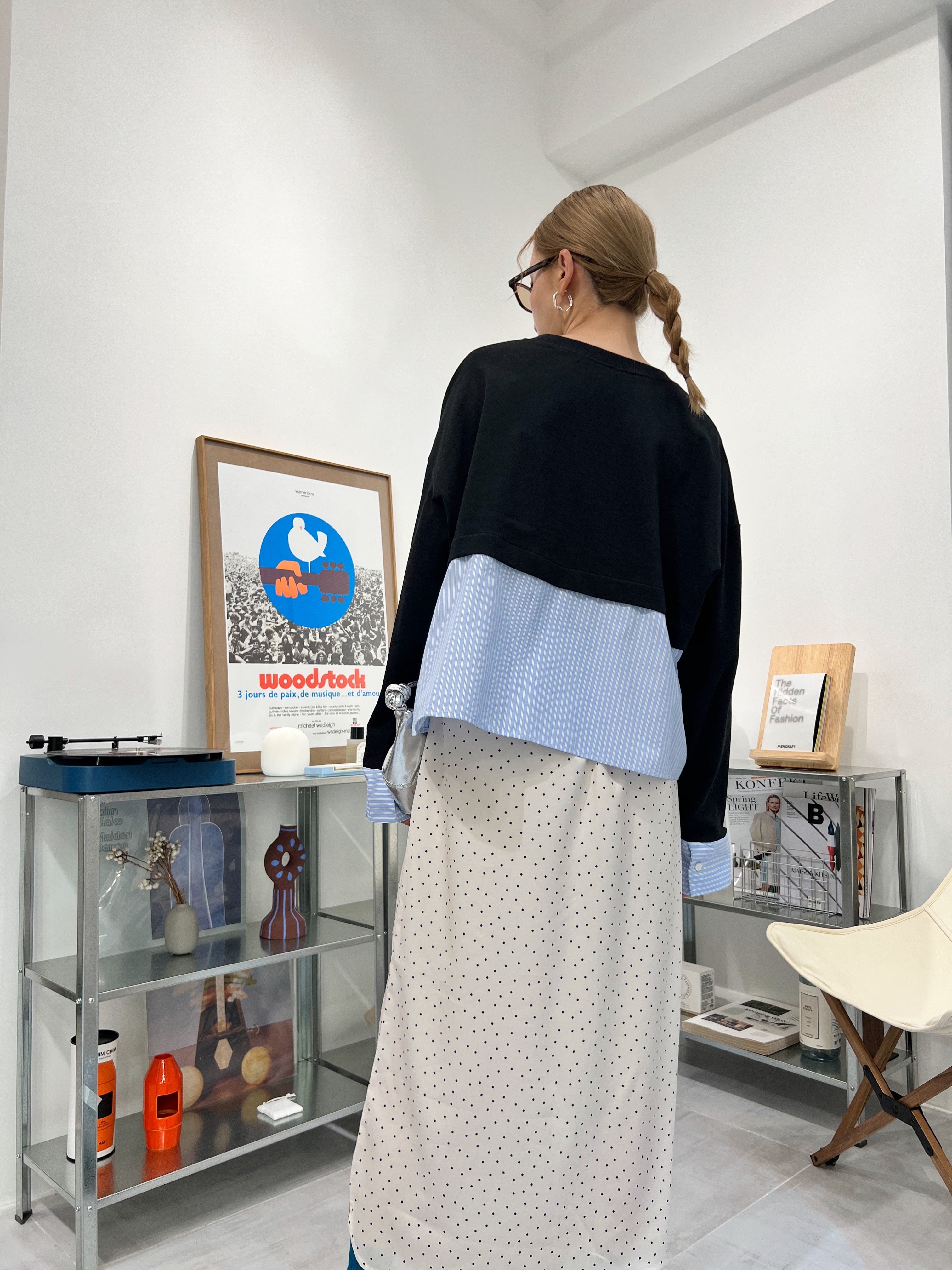 下半條子薄衛衣/黑