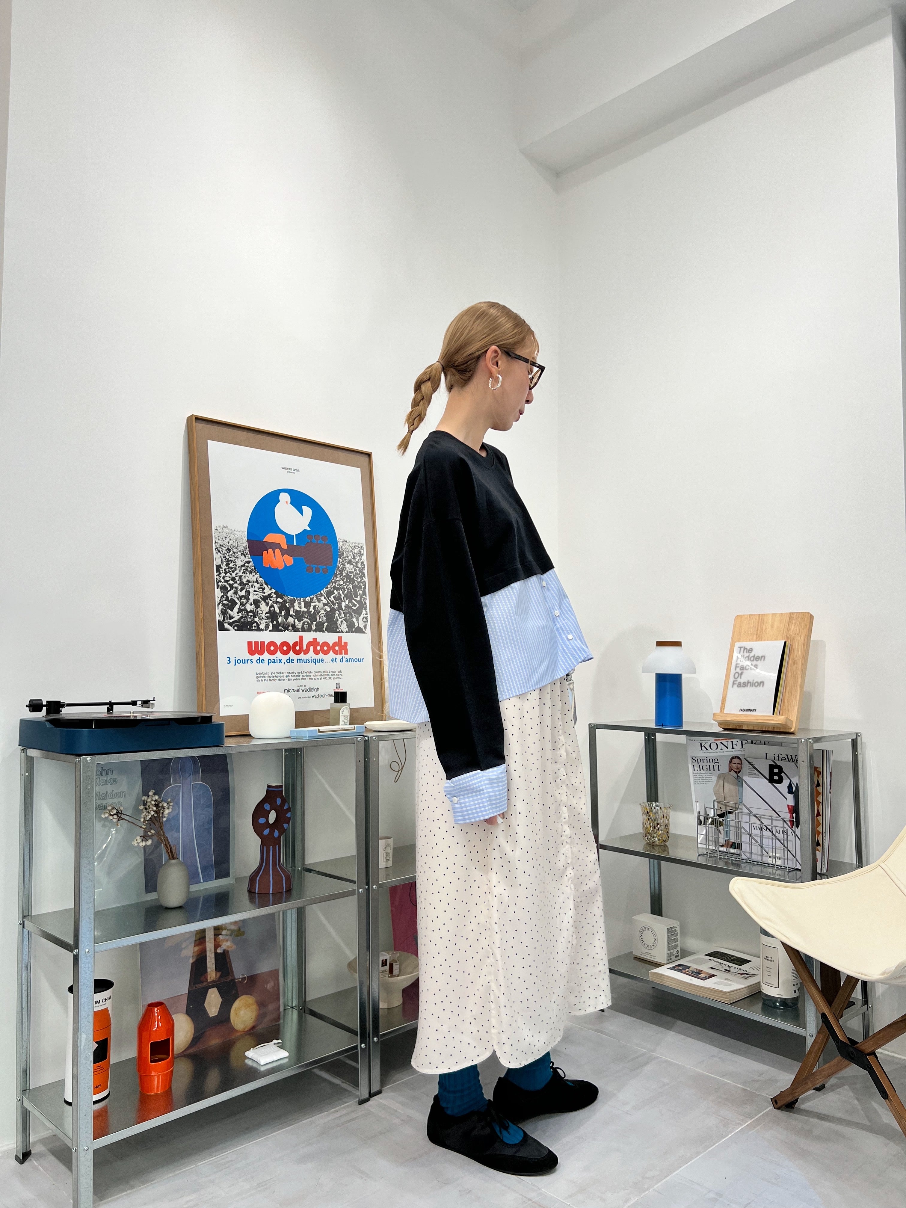 下半條子薄衛衣/黑