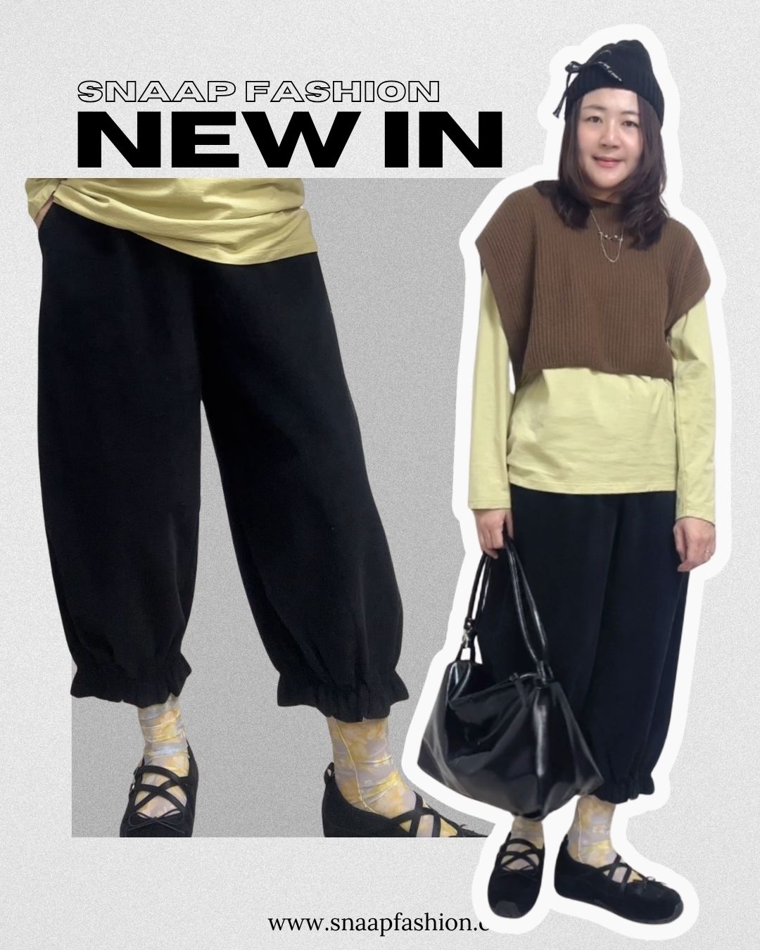 燈芯絨束腳Ruffle褲/黑