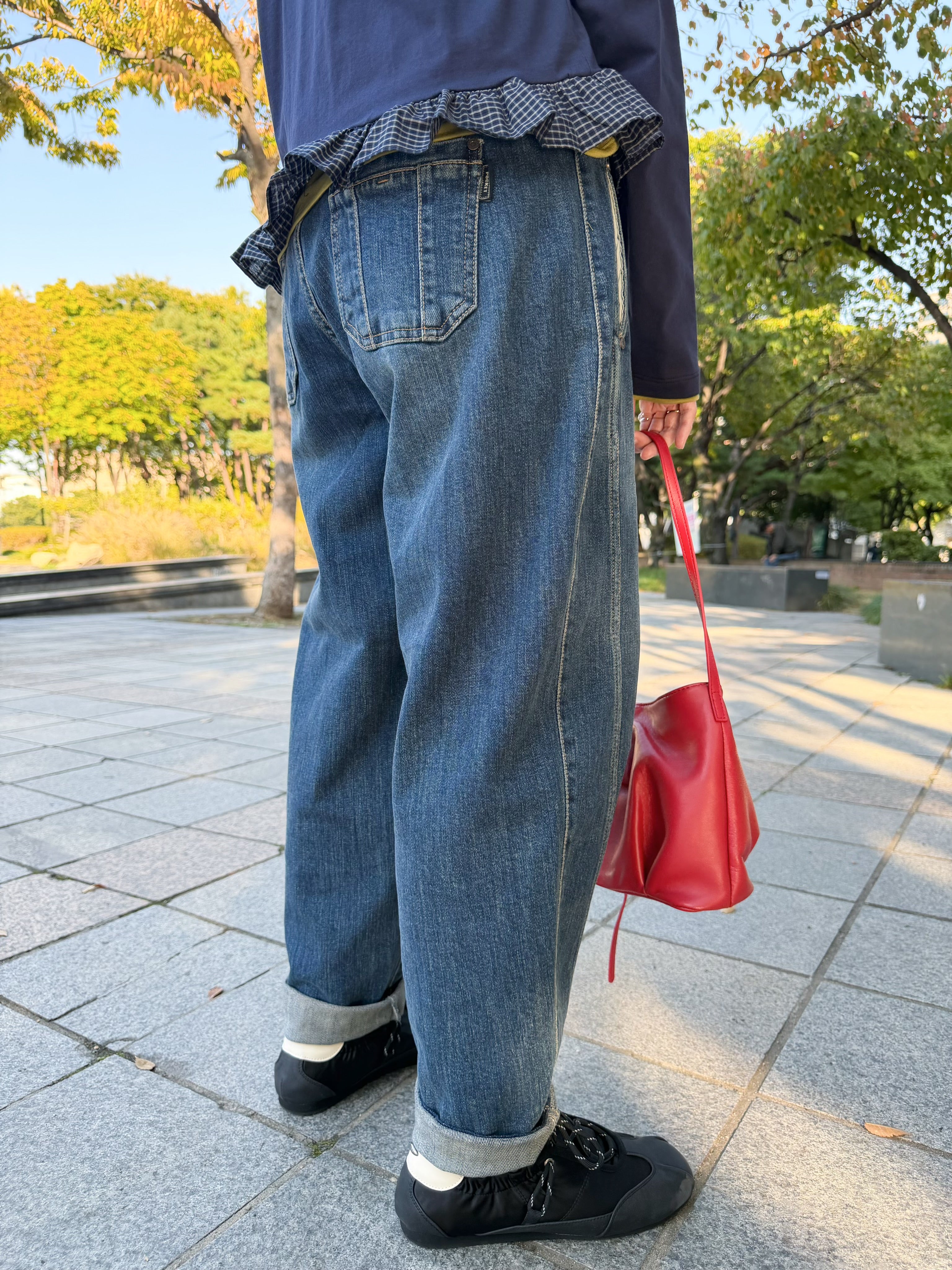 修腳牛仔褲/深藍