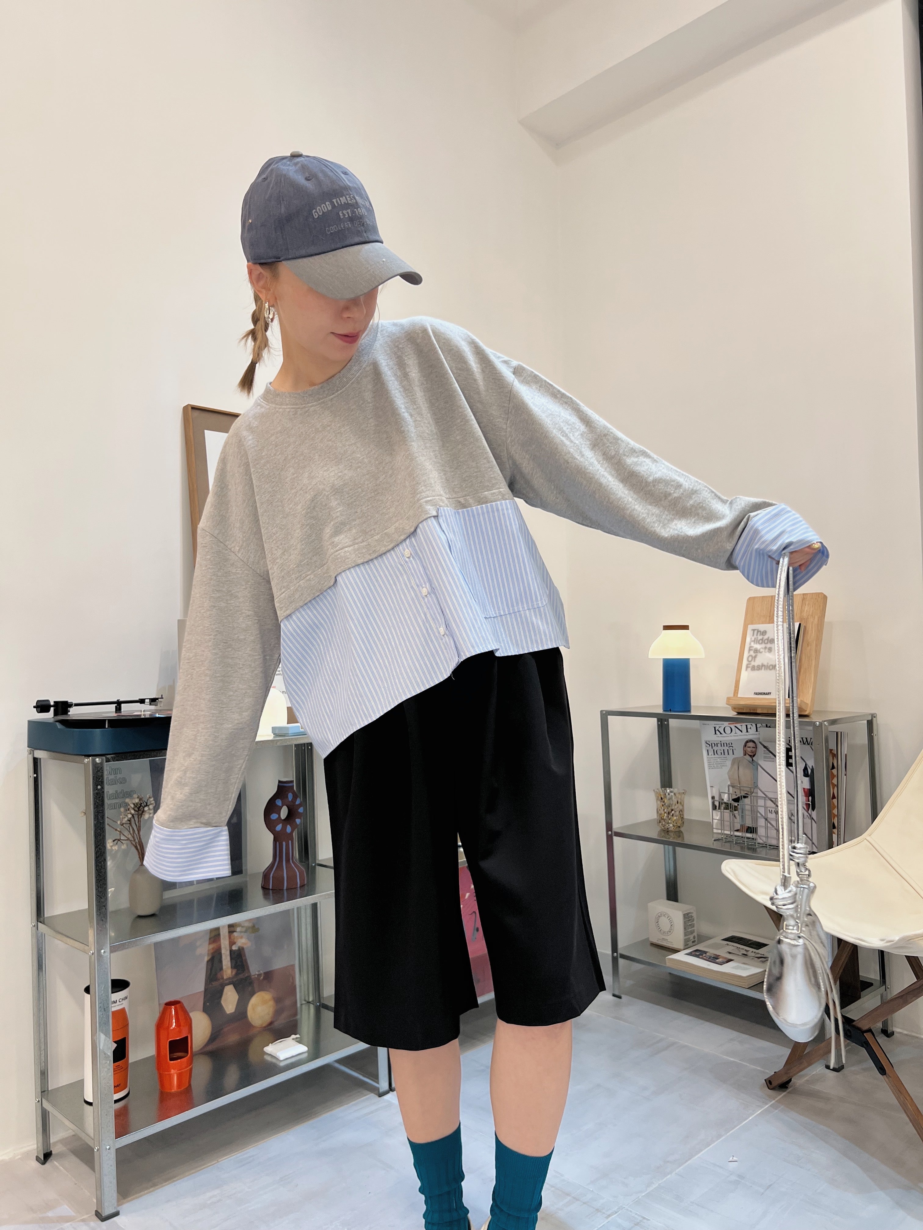 下半條子薄衛衣/灰