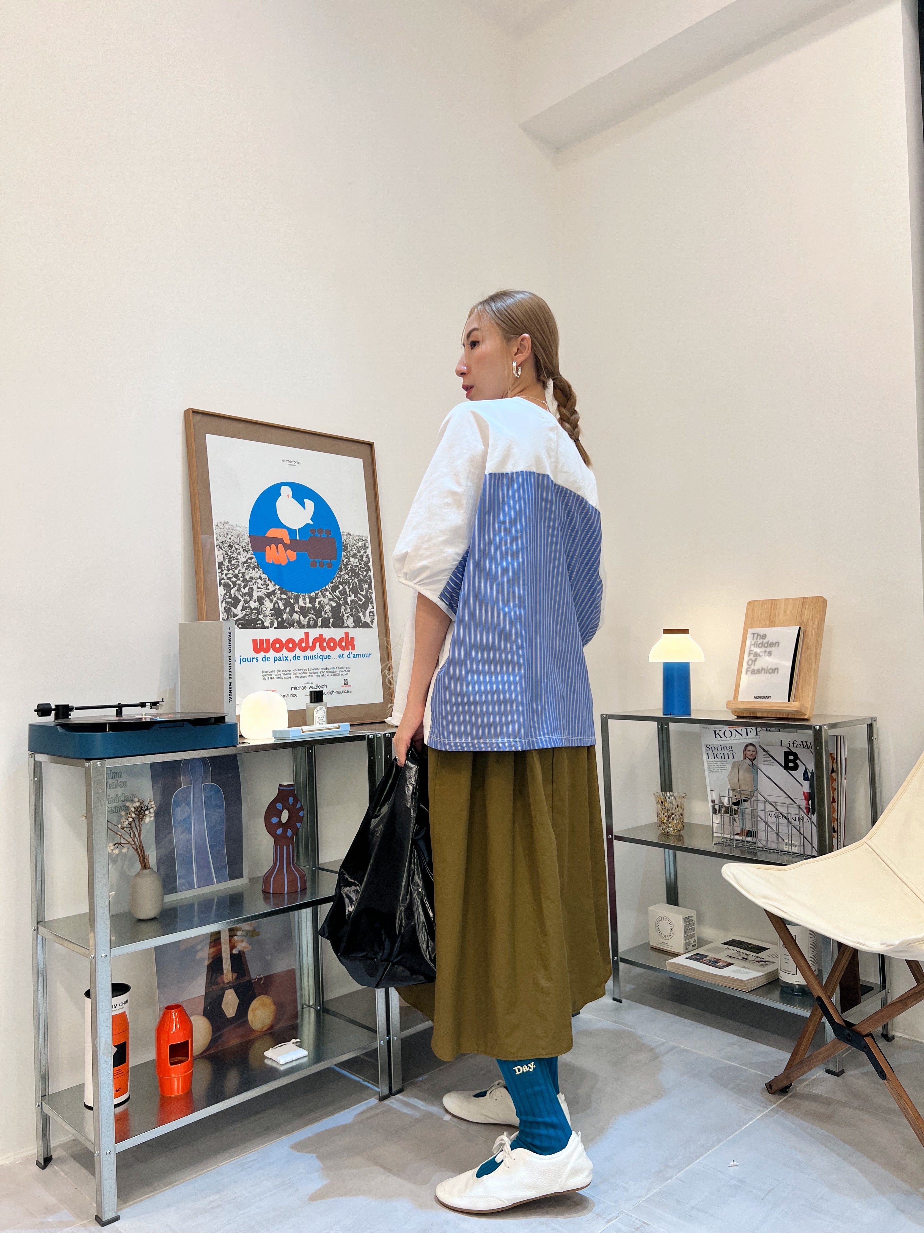 後併布泡泡袖T-shirt/白