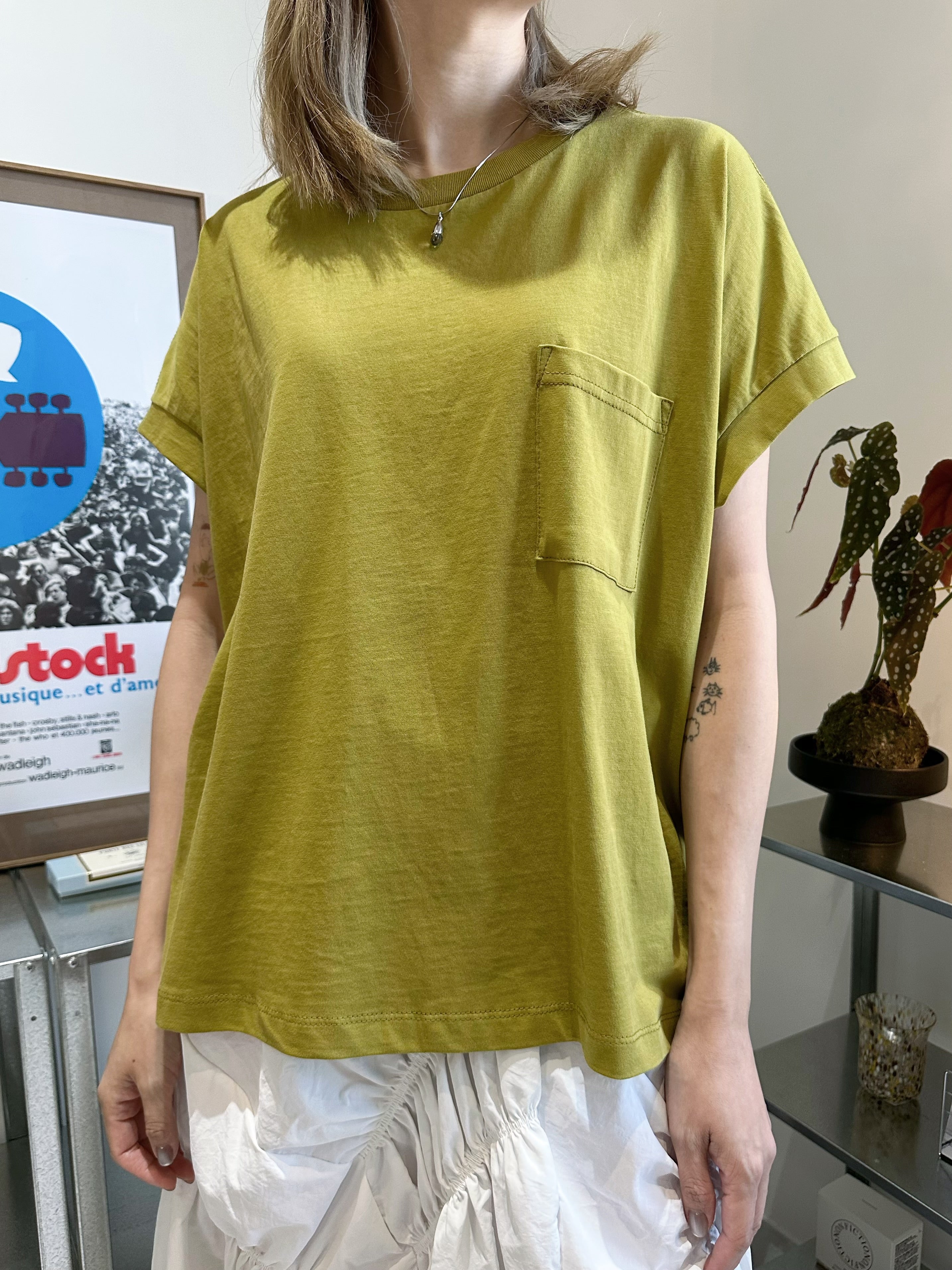 (訂貨:15工作天)口袋Boxy Tee/綠茶