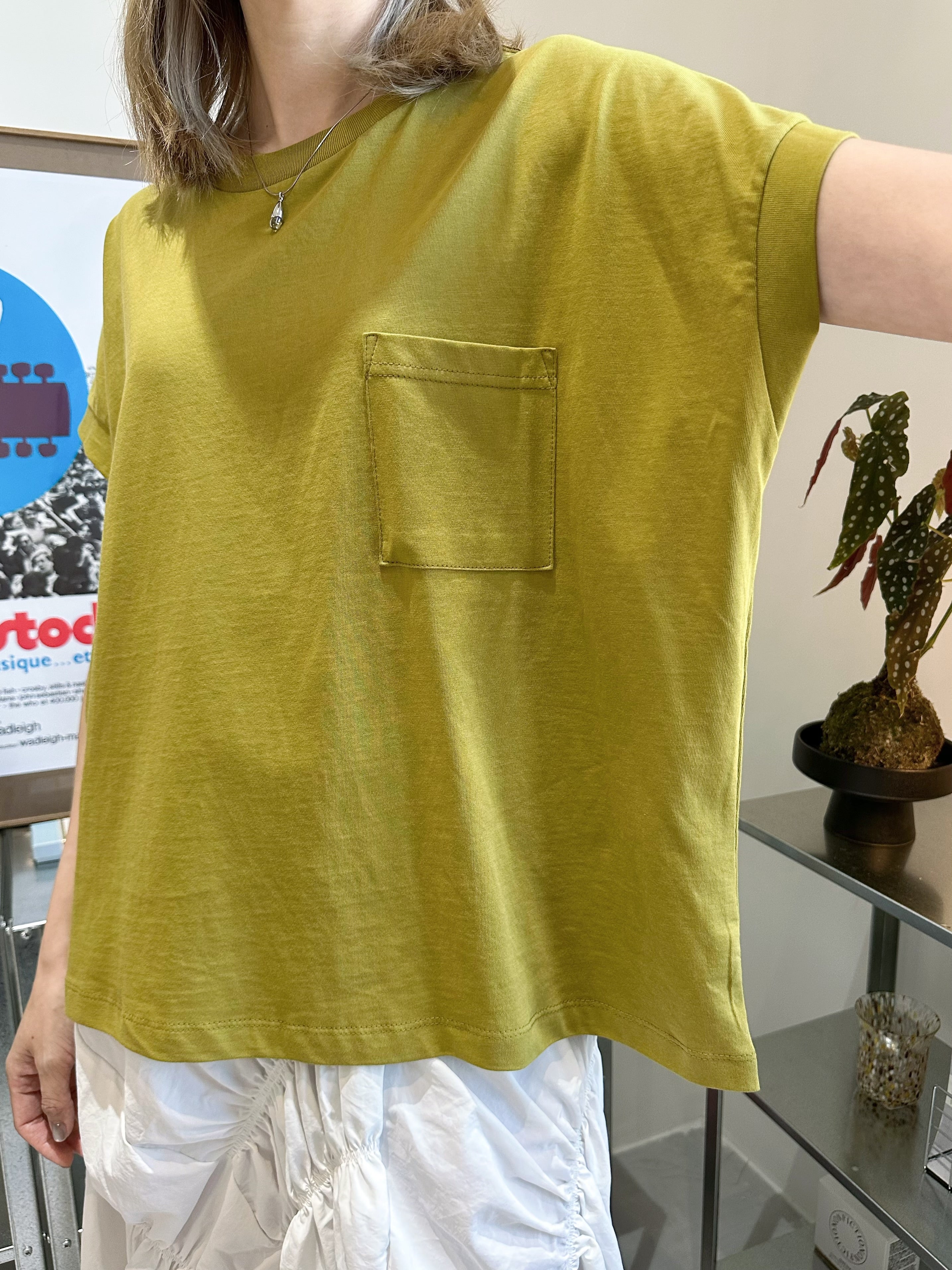 (訂貨:15工作天)口袋Boxy Tee/綠茶