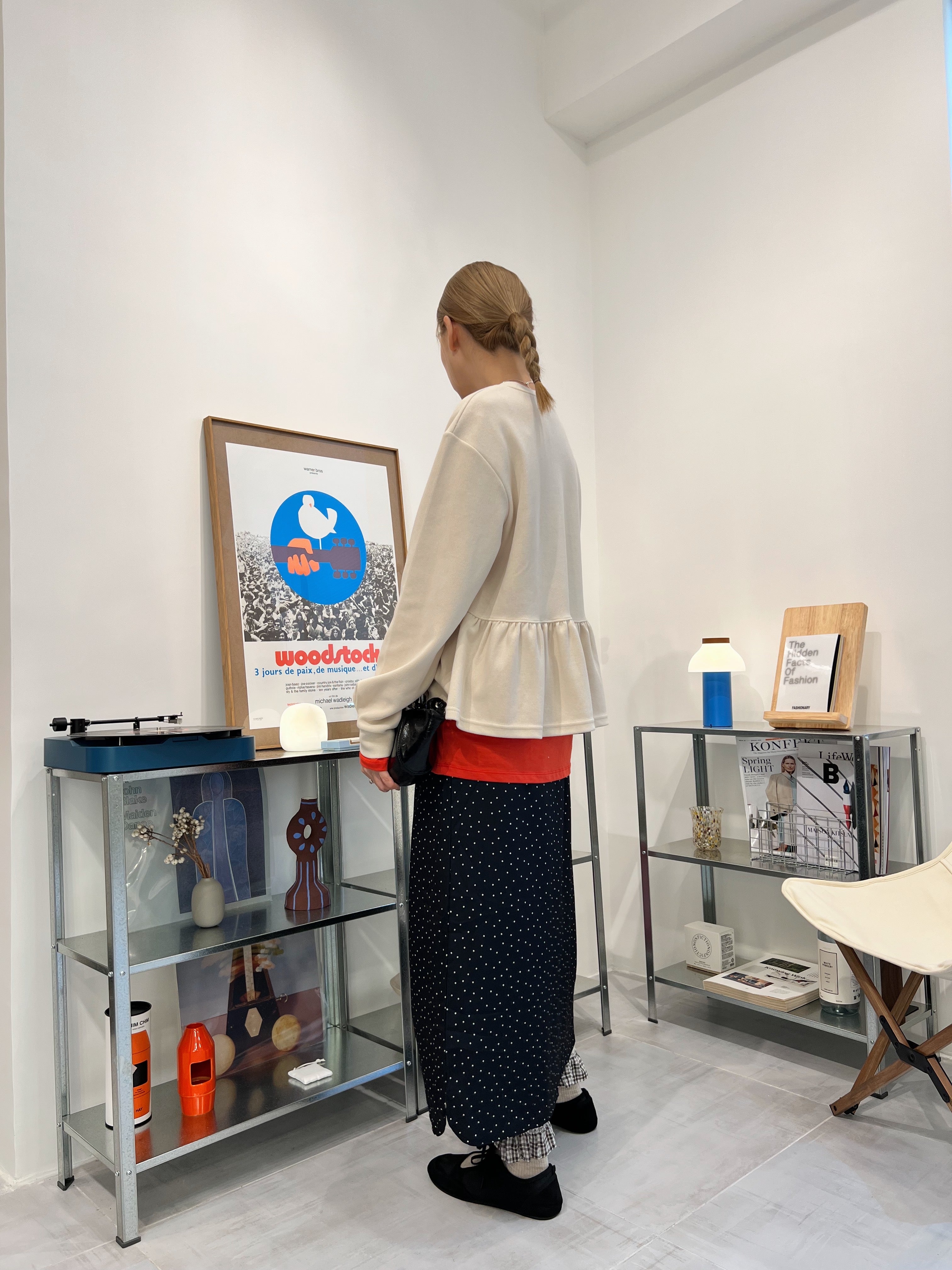 Ruffle衫腳T-shirt/米白