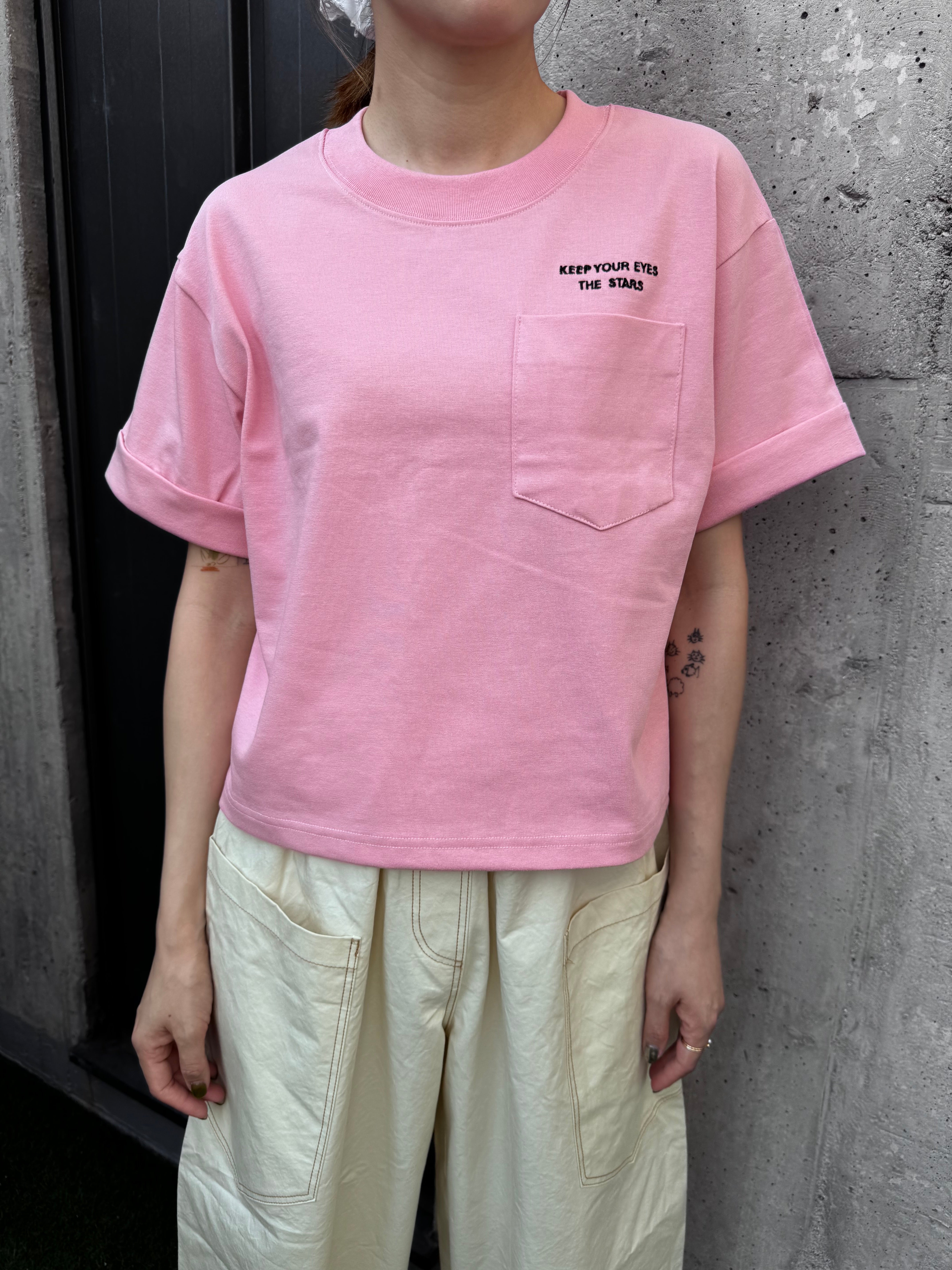 短身繡字Tee/粉紅