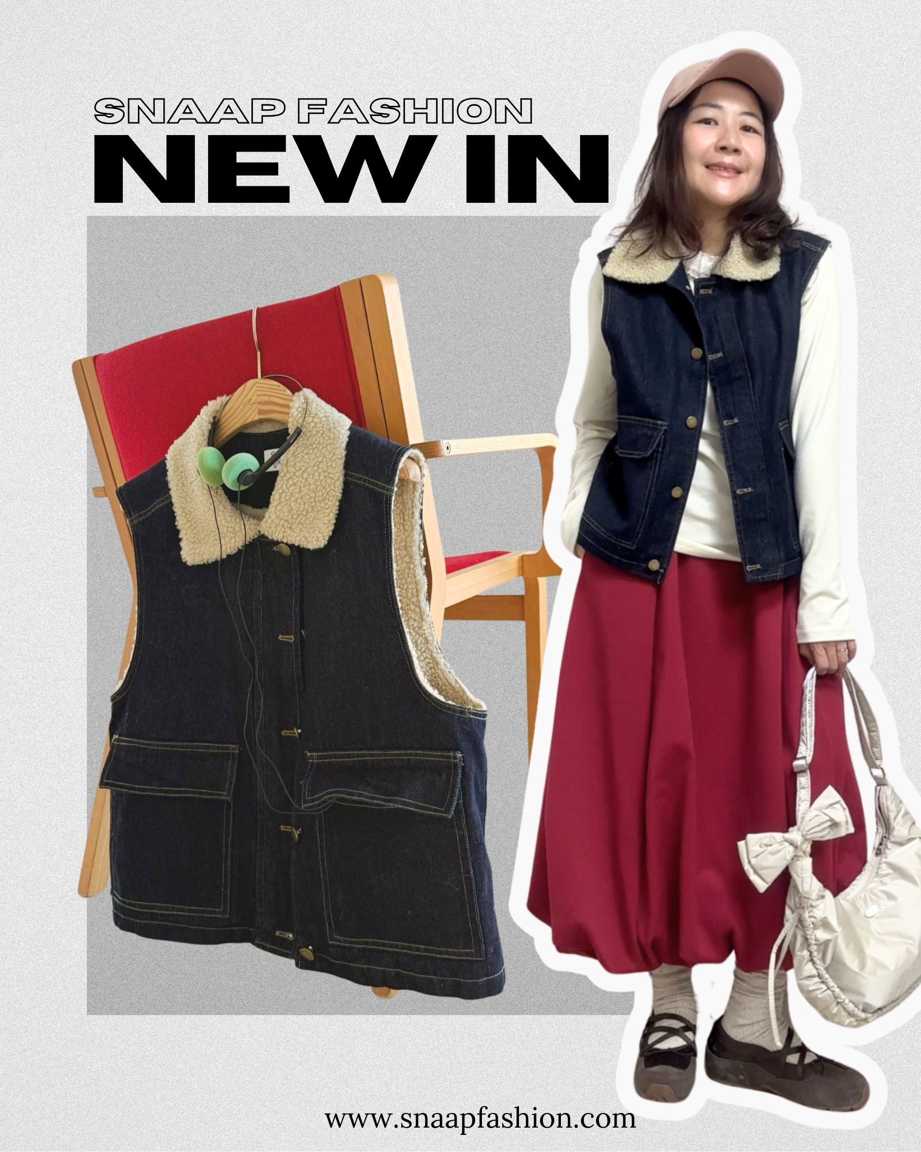 牛仔羊羔毛背心/深藍