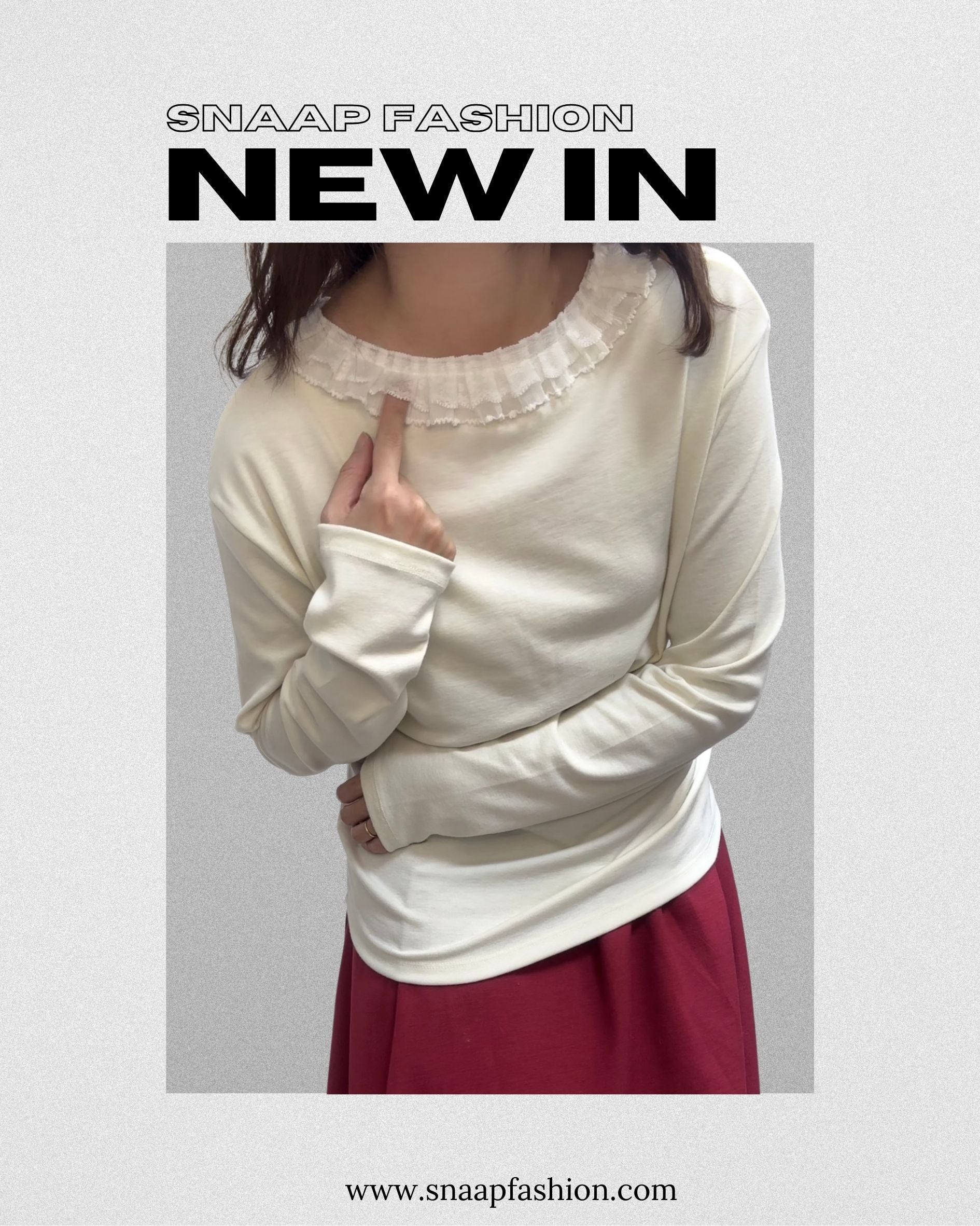 雙層網摺褶領T-shirt/米白