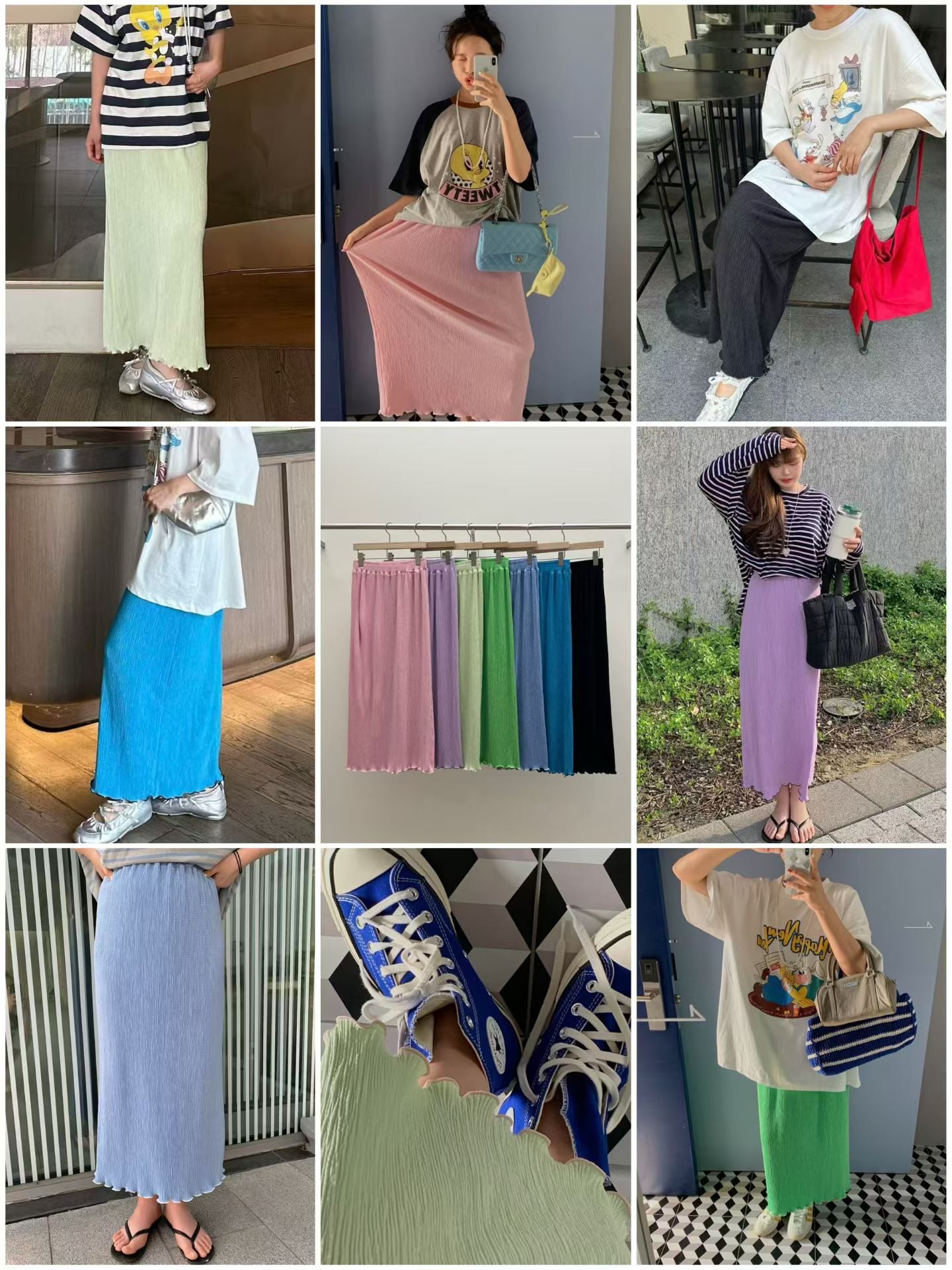 壓褶木耳腳直身裙/其他7色