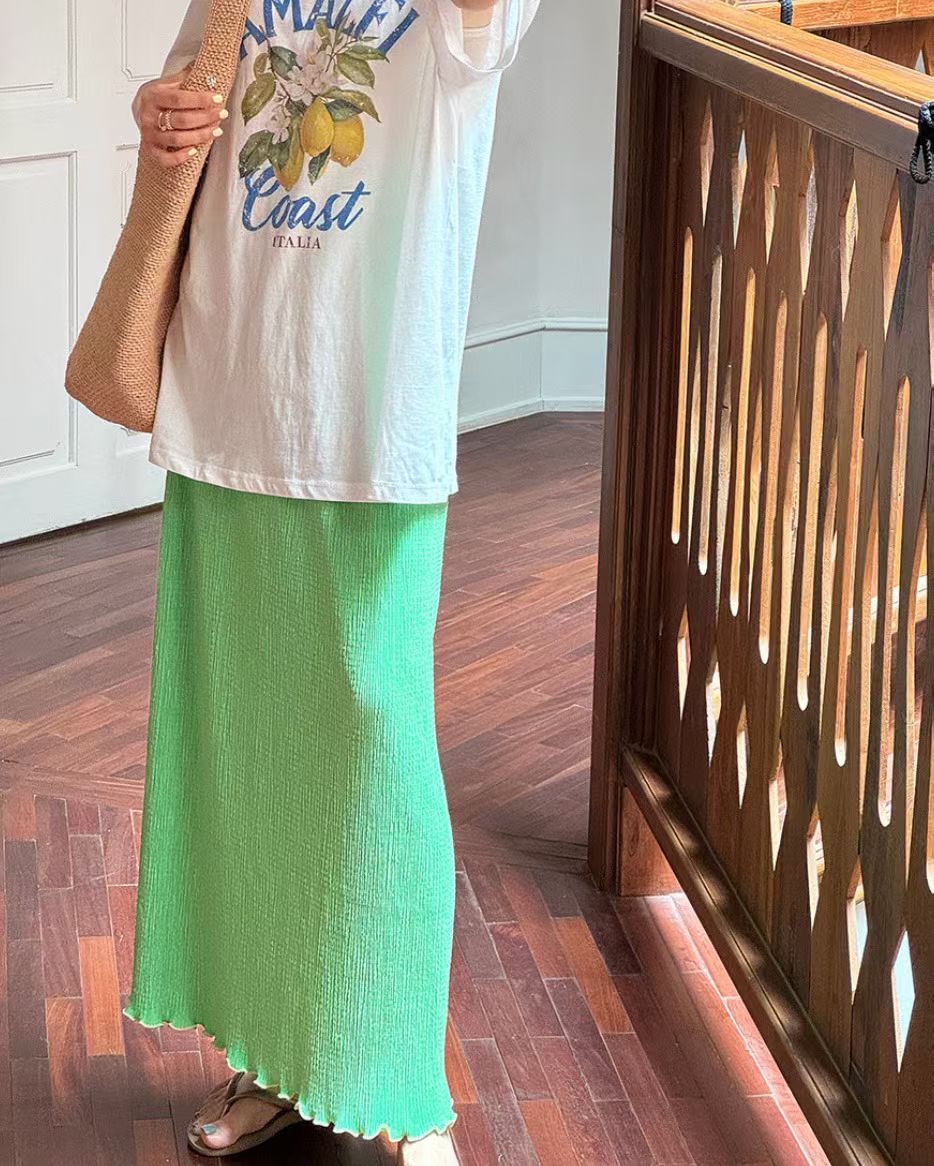 壓褶木耳腳直身裙/其他7色