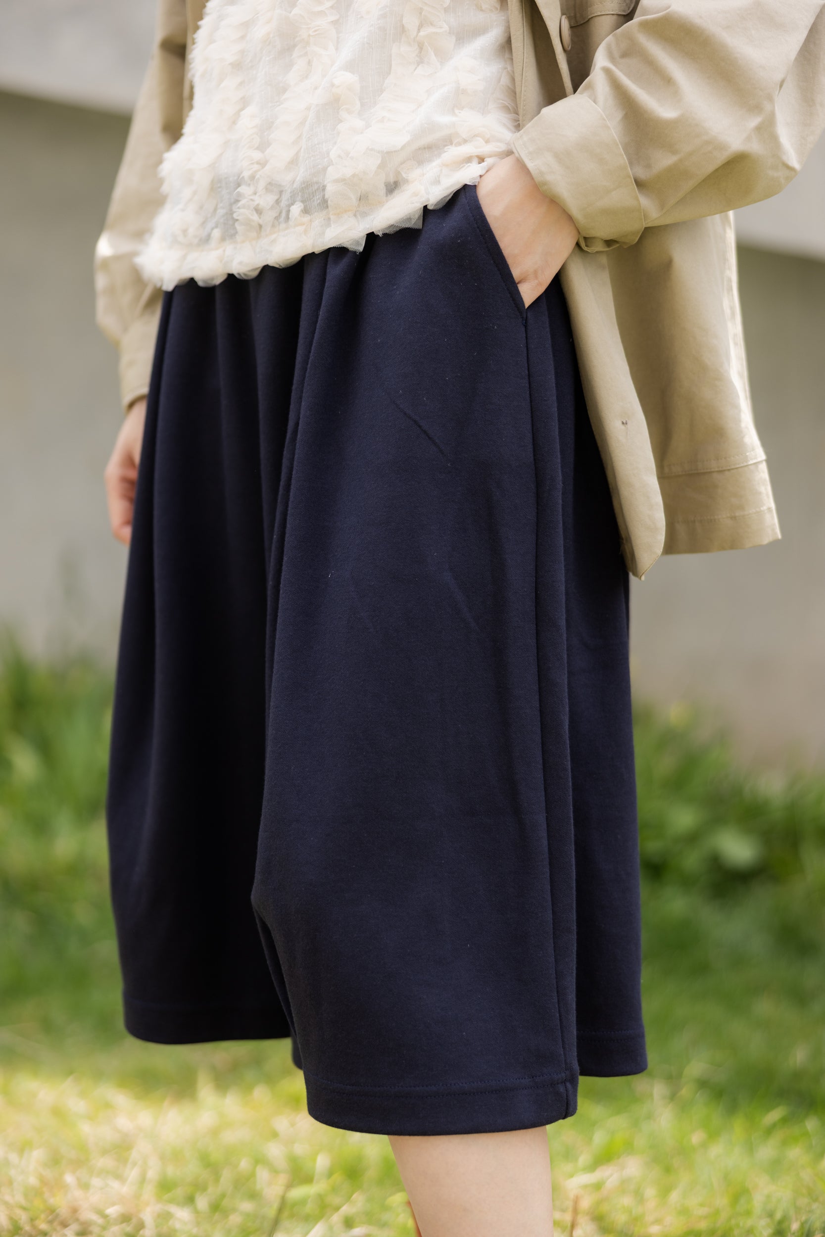 高質靚料及膝褲/深藍