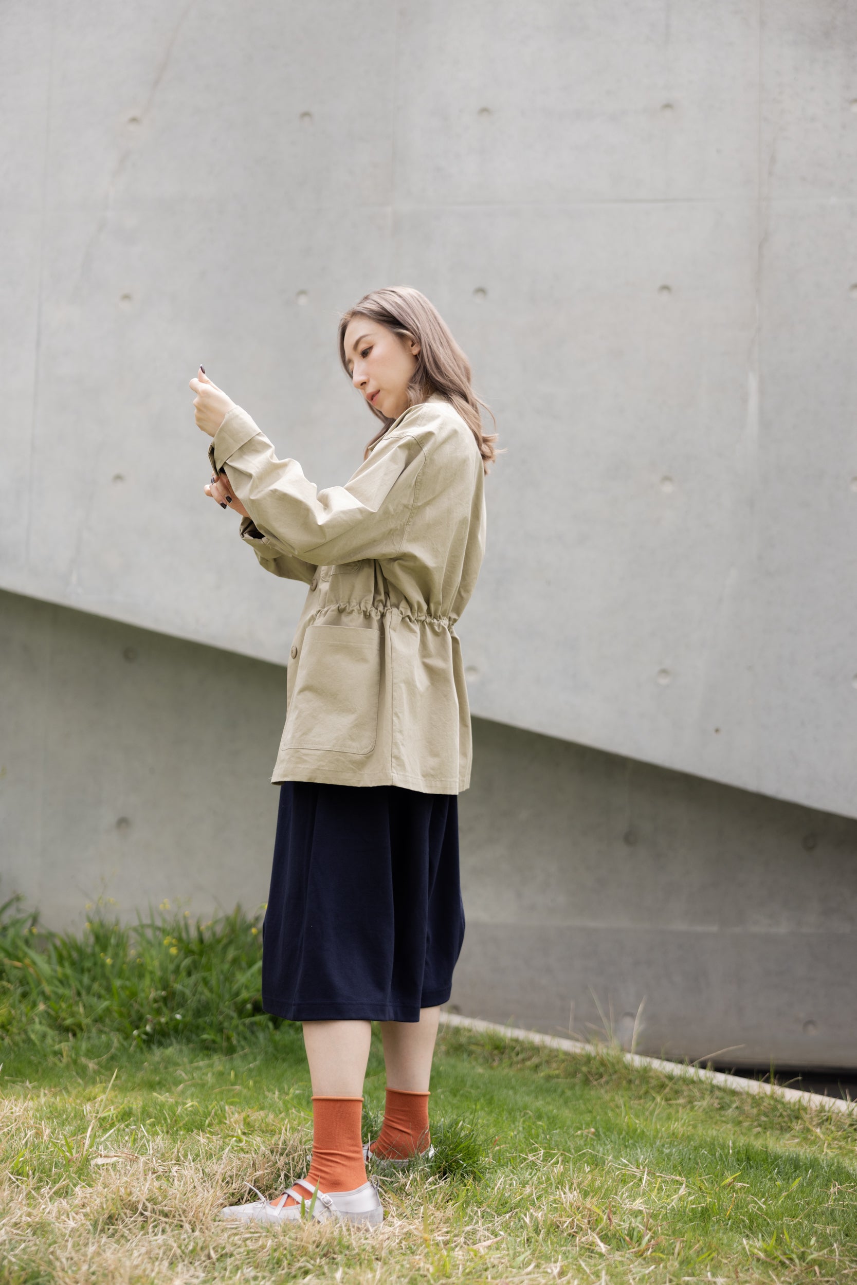 高質靚料及膝褲/深藍