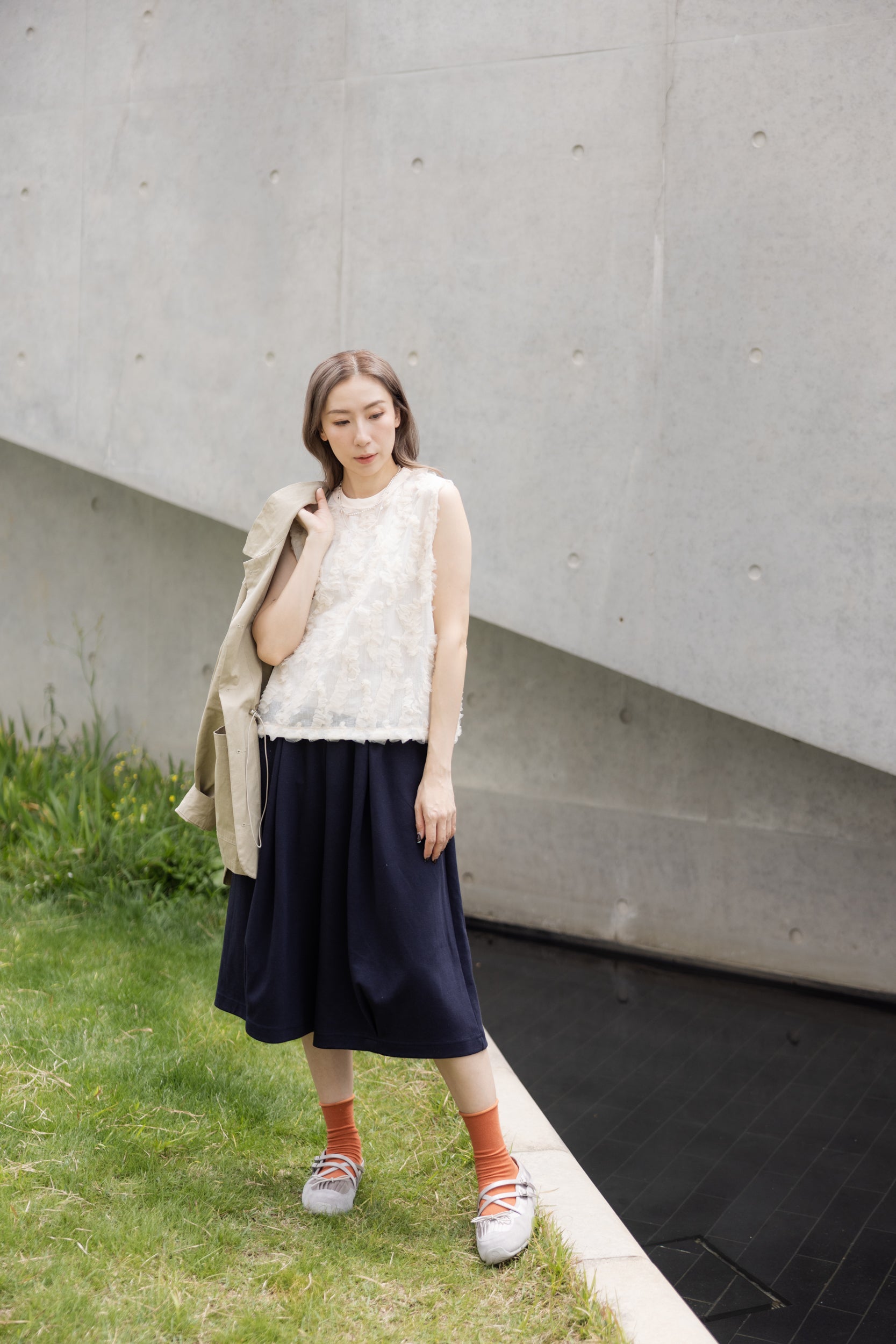 Lace背心/米杏